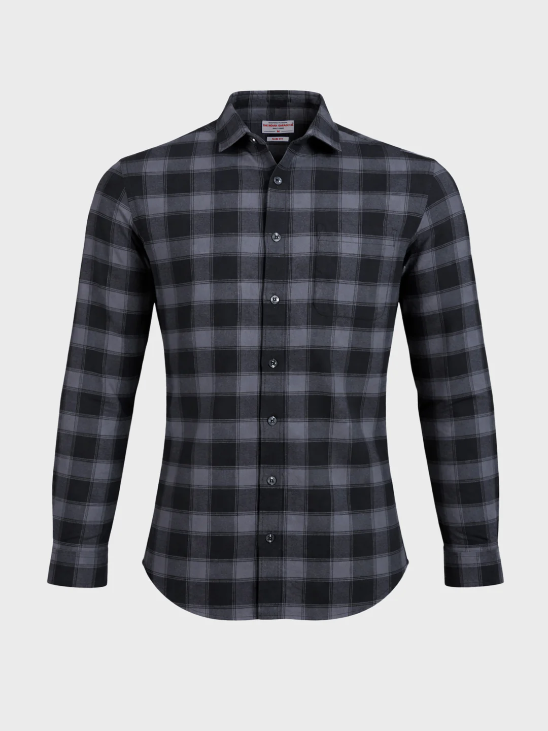 Men's Black Slim Fit Checkered Casual Shirt - Image 6
