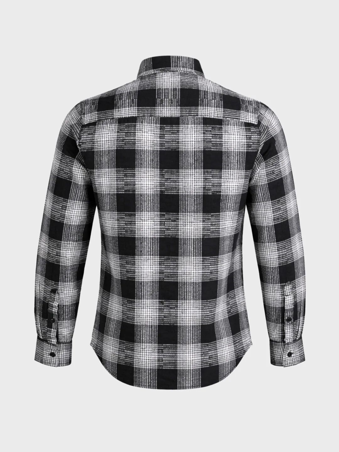 Men's Black Slim Fit Checkered Casual Shirt - Image 7
