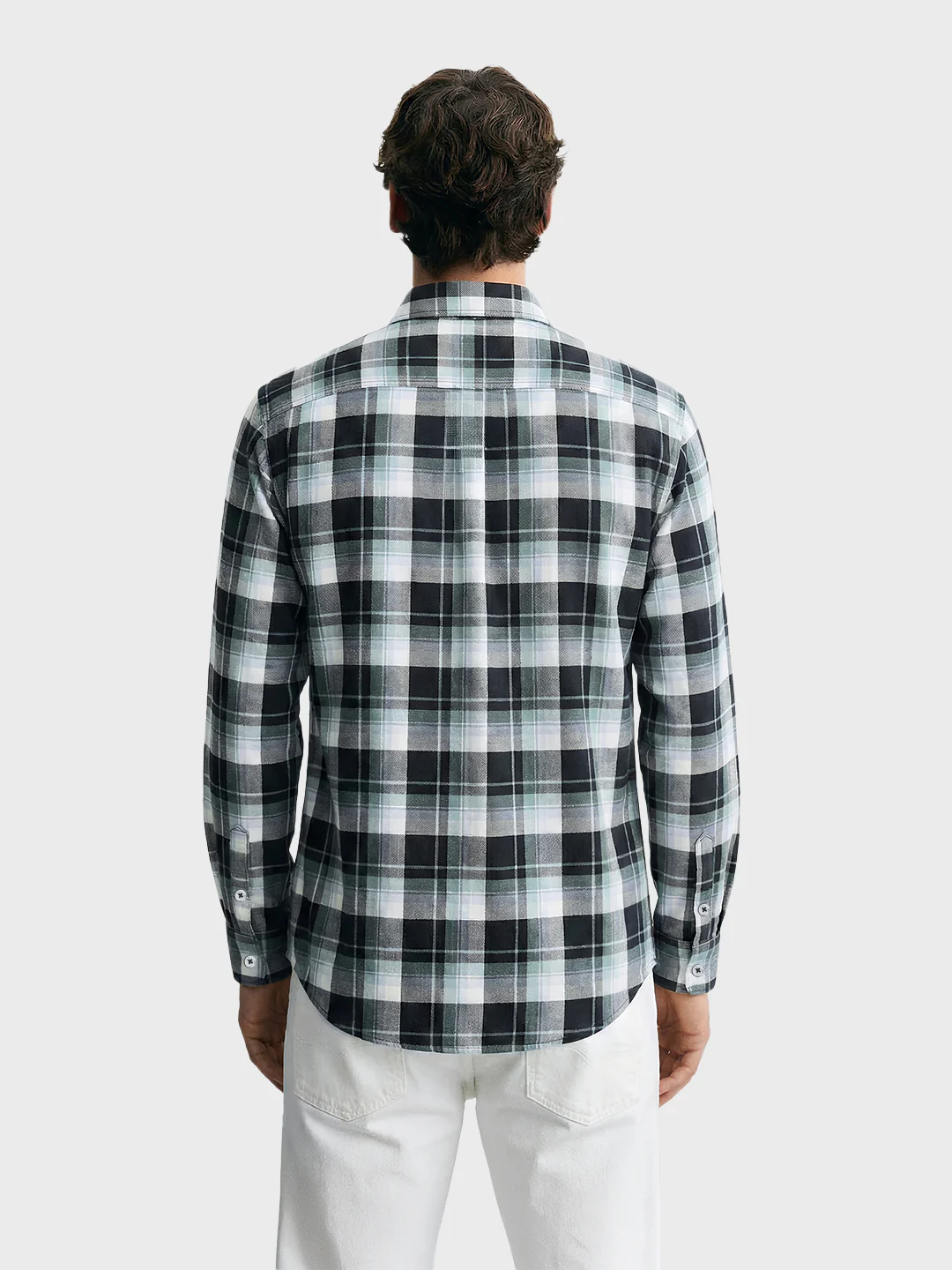 Men's Black Slim Fit Checkered Casual Shirts - Image 2