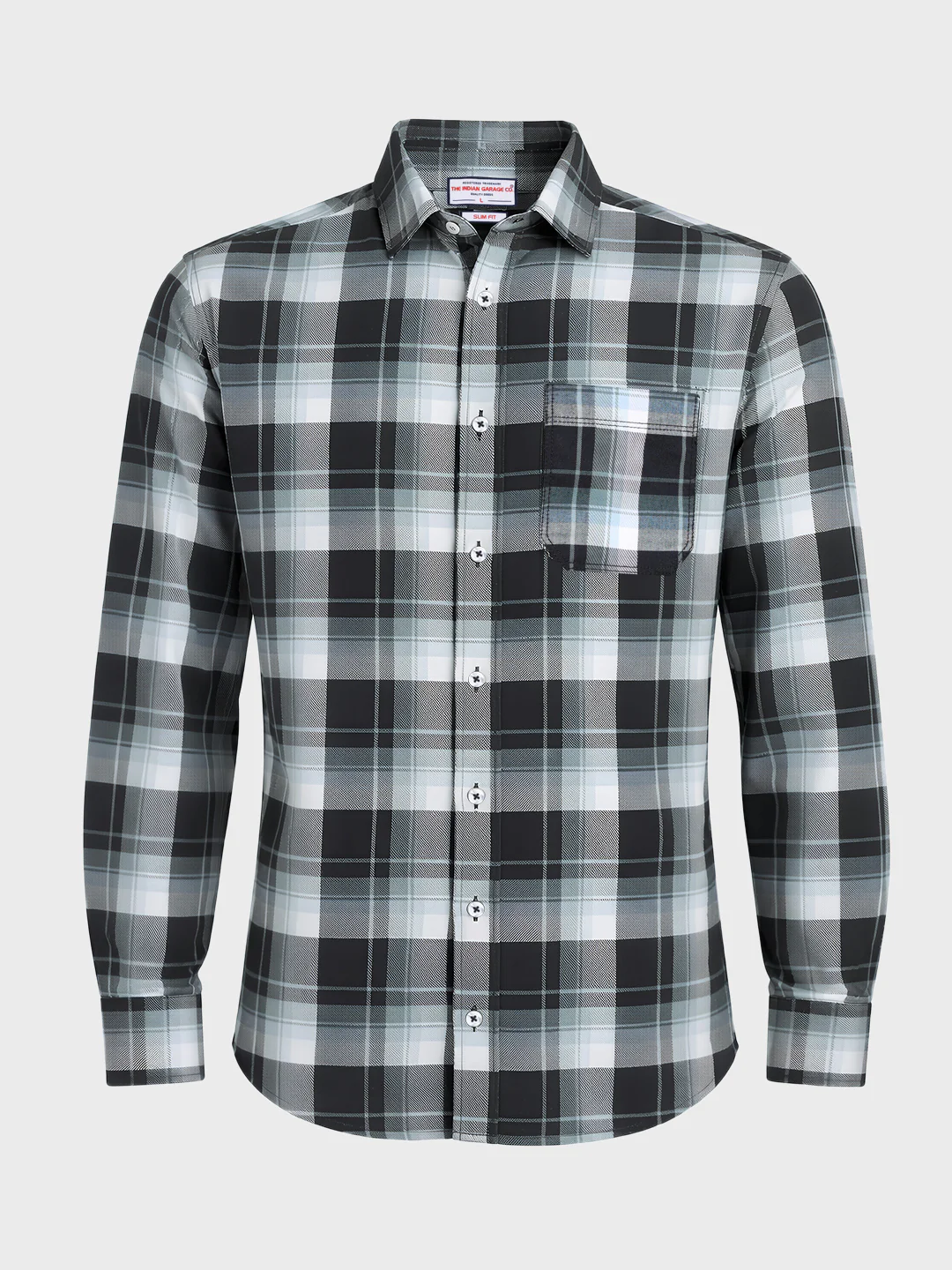 Men's Black Slim Fit Checkered Casual Shirts - Image 4