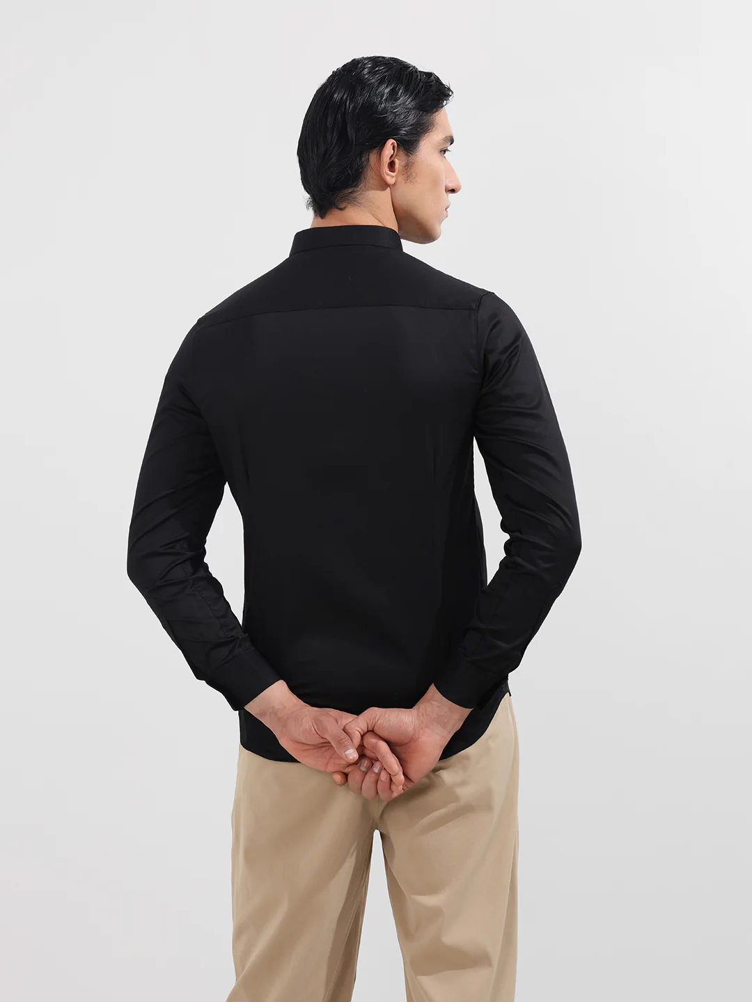 Men's Black Slim Fit Embellishment Party Wear Shirt - Image 6