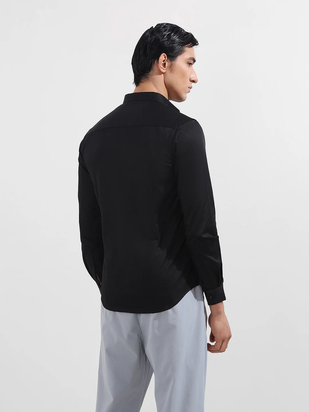 Men's Black Slim Fit Embellishment Party Wear Shirt - Image 6