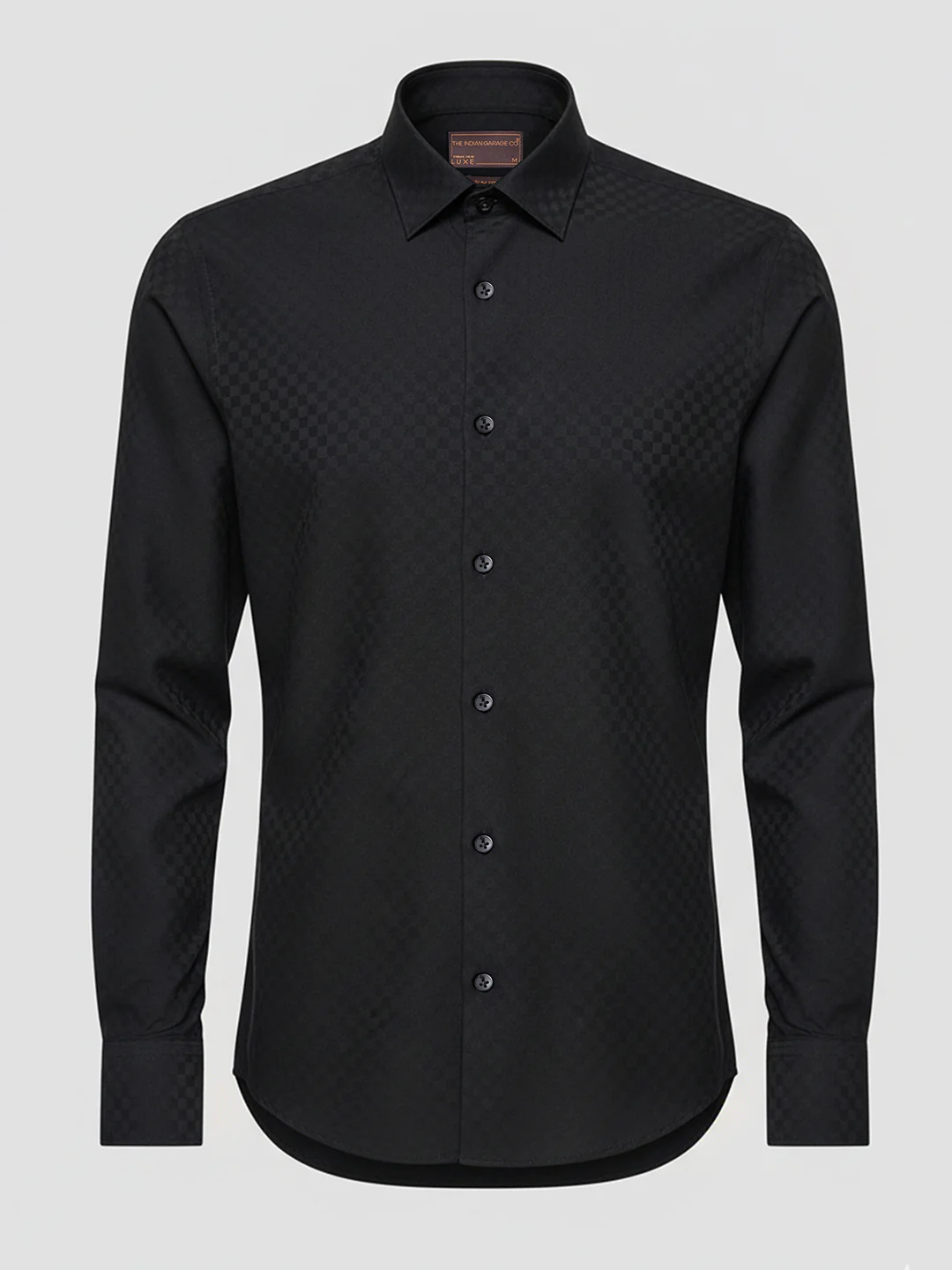 Men's Black Slim Fit Geometric Print Formal Shirt - Image 3