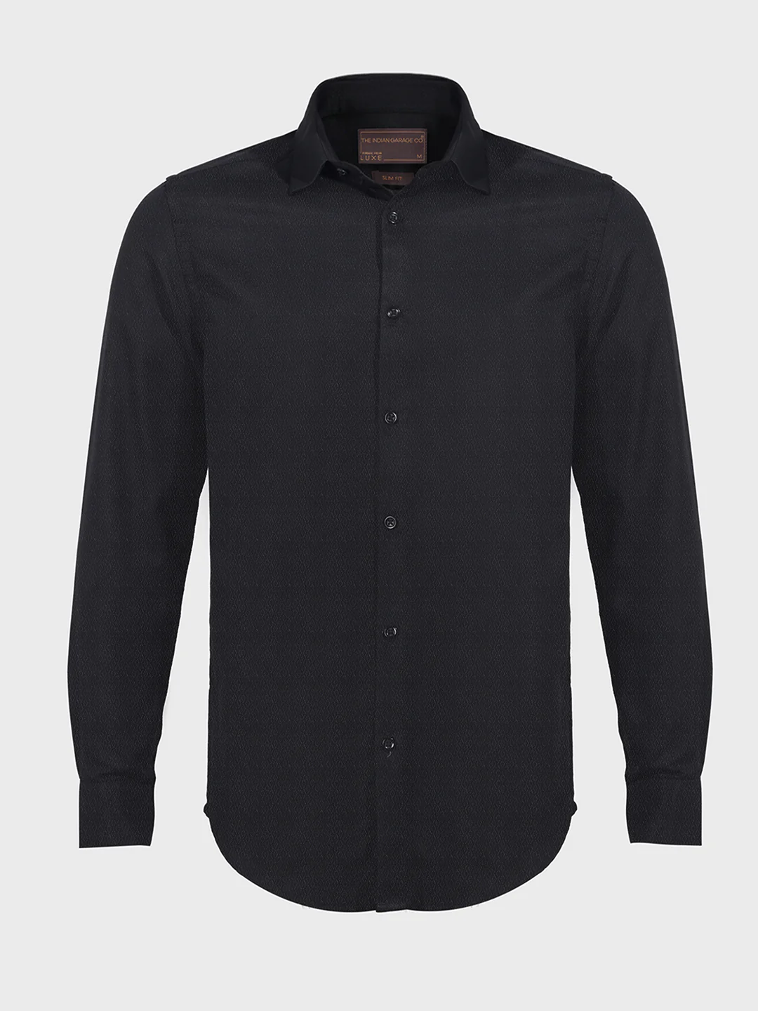 Men's Black Slim Fit Geometric Print Formal Shirt - Image 3