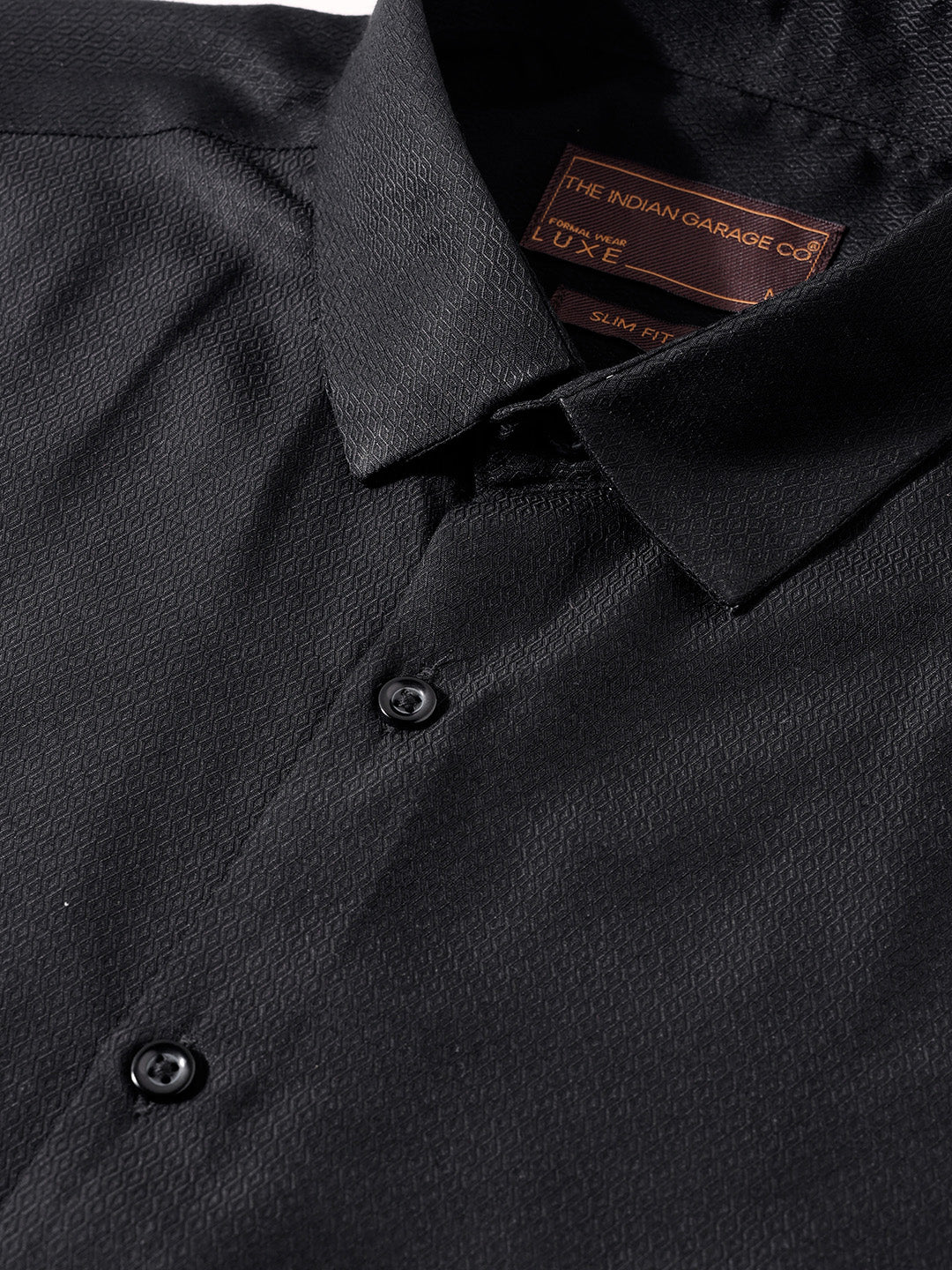 Men's Black Slim Fit Geometric Print Formal Shirt - Image 5