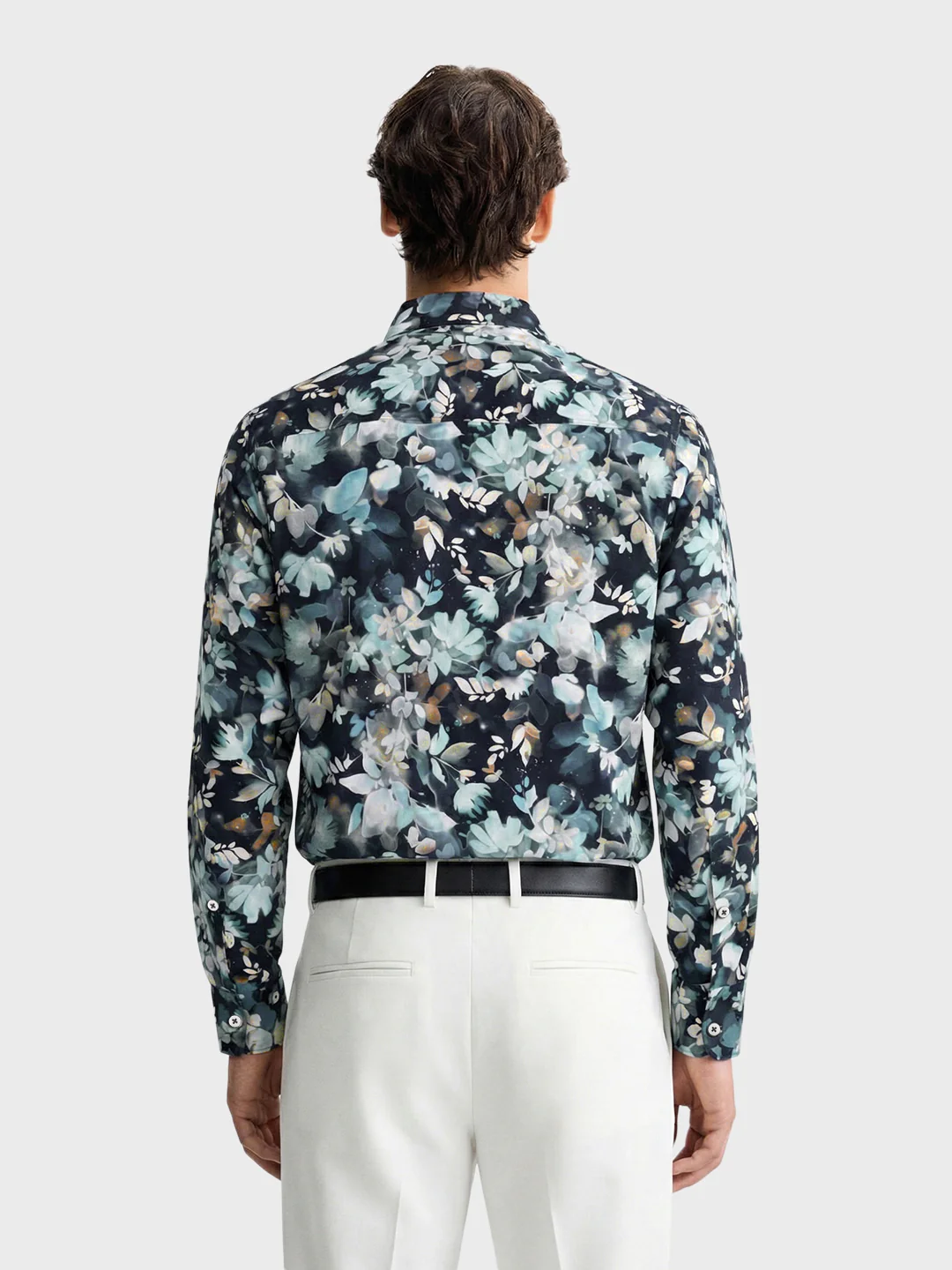 Men's Black Slim Fit Party Wear Floral Printed Shirt - Image 2