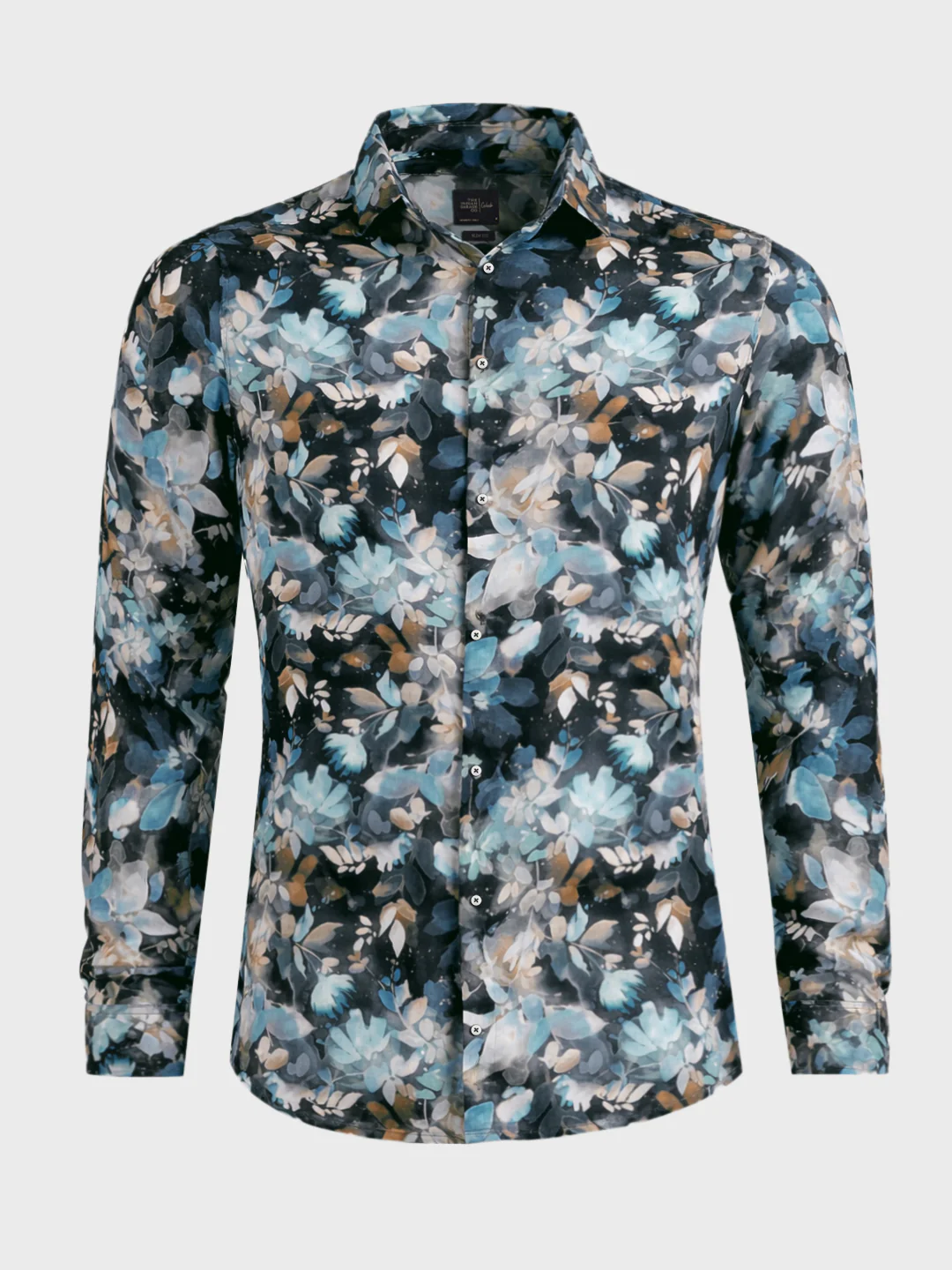 Men's Black Slim Fit Party Wear Floral Printed Shirt - Image 3