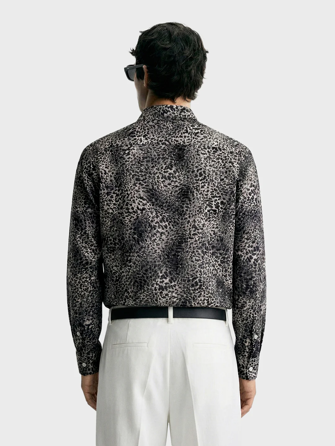 Men's Black Slim Fit Party Wear Printed Shirt - Image 2