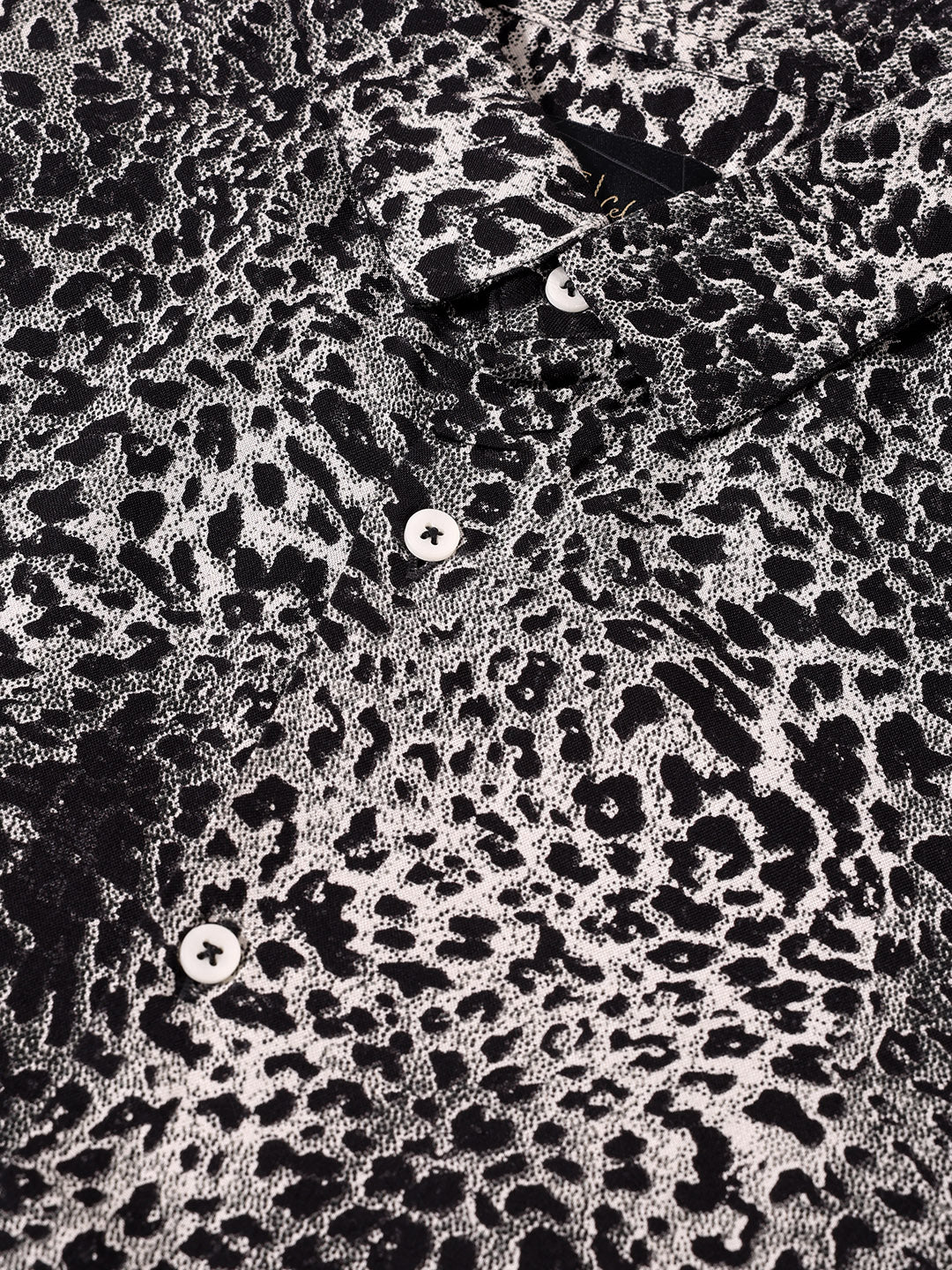 Men's Black Slim Fit Party Wear Printed Shirt - Image 5