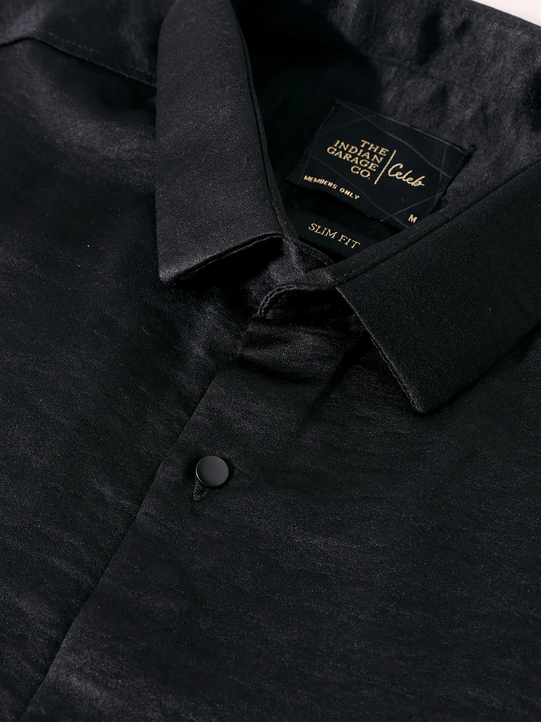 Men's Black Slim Fit Party Wear Solid Shirt - Image 3