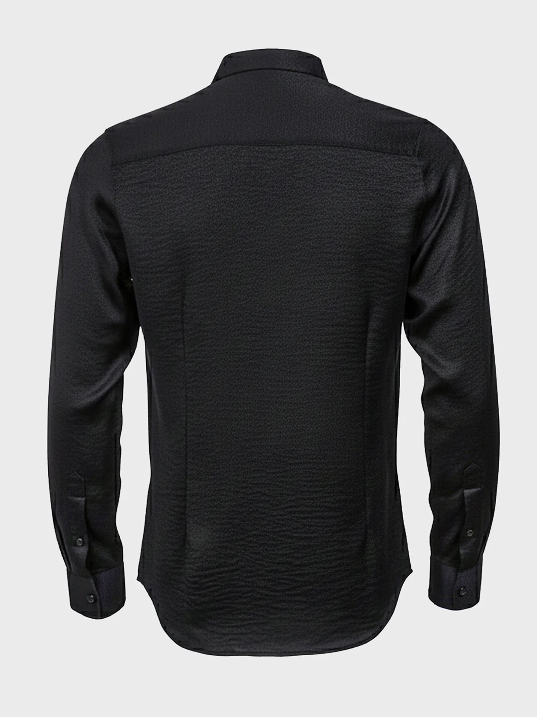Men's Black Slim Fit Party Wear Solid Shirt - Image 5