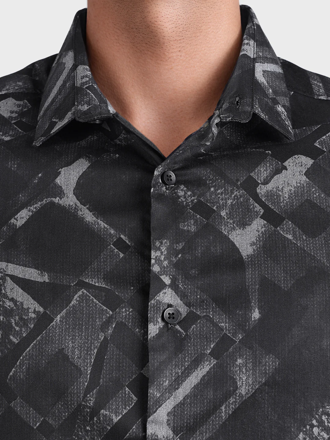 Men's Black Slim Fit Printed Casual Shirt - Image 7