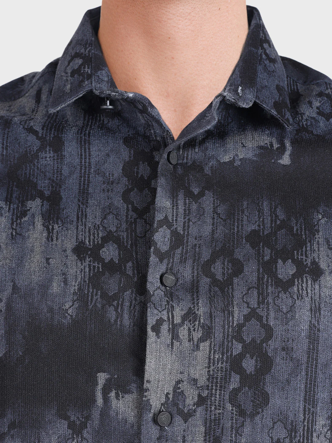 Men's Black Slim Fit Printed Casual Shirt - Image 3