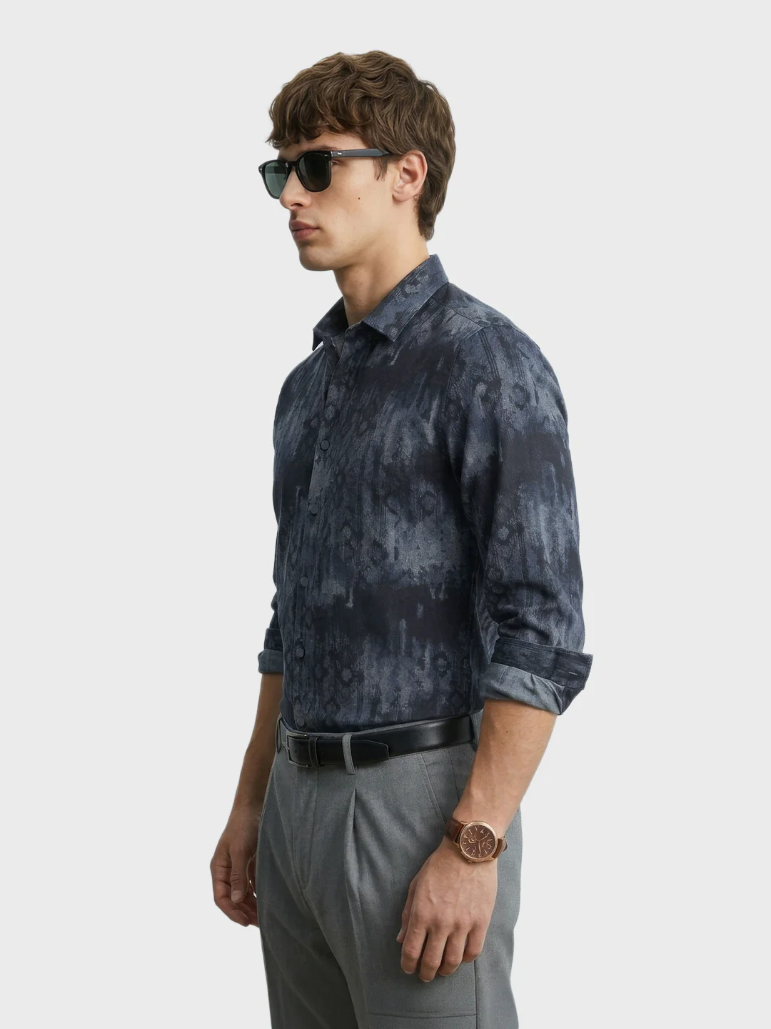 Men's Black Slim Fit Printed Casual Shirt - Image 4