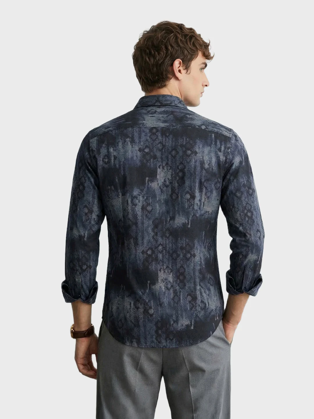 Men's Black Slim Fit Printed Casual Shirt - Image 5
