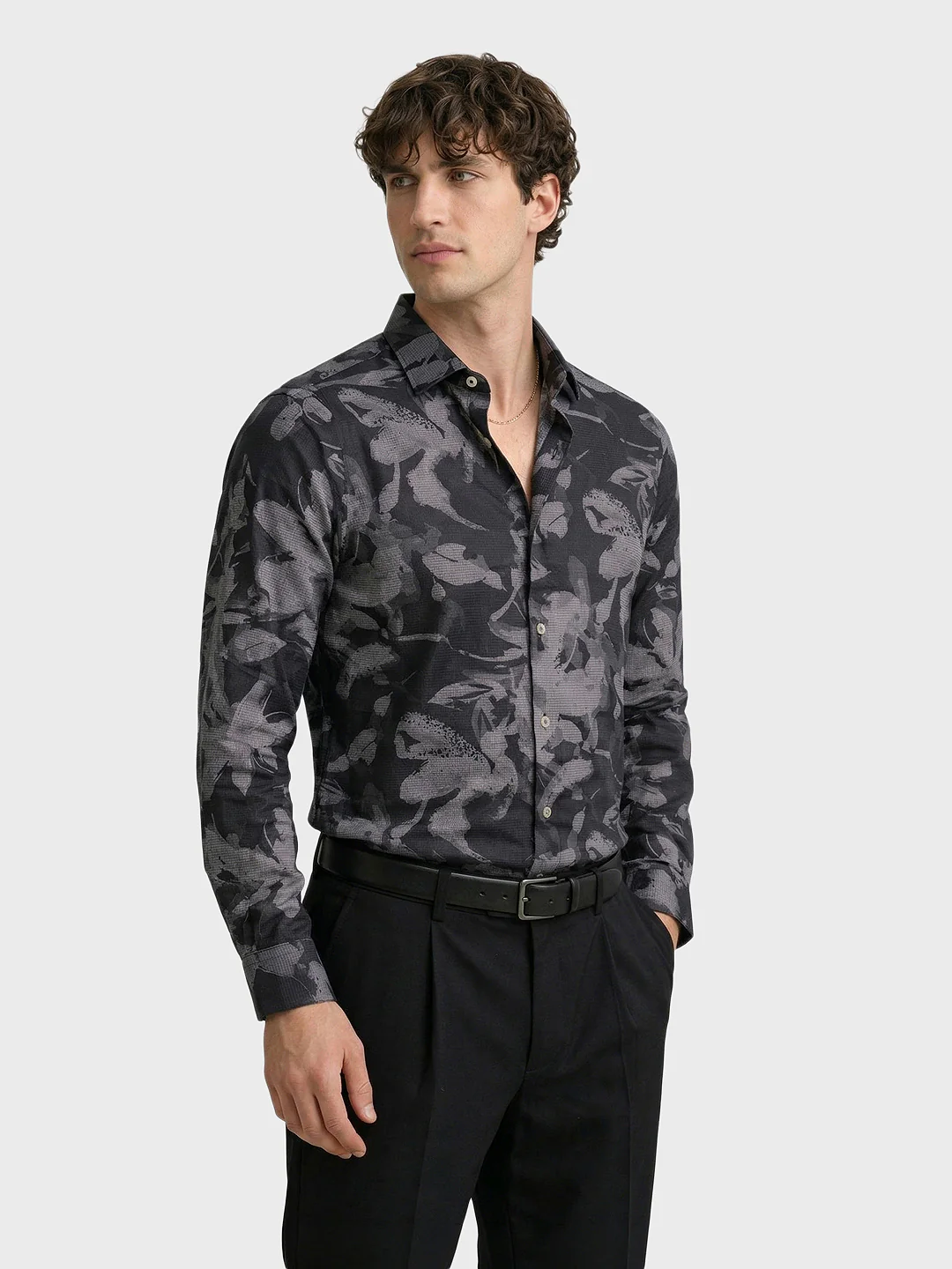 Men's Black Slim Fit Printed Casual Shirt - Image 4