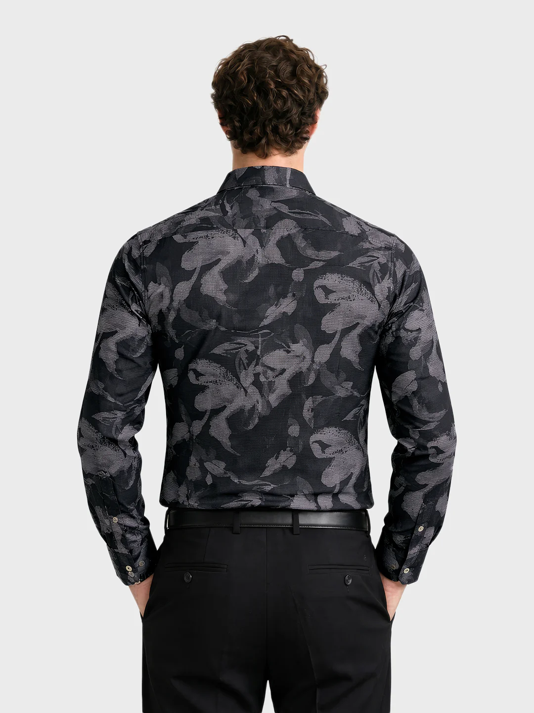 Men's Black Slim Fit Printed Casual Shirt - Image 5