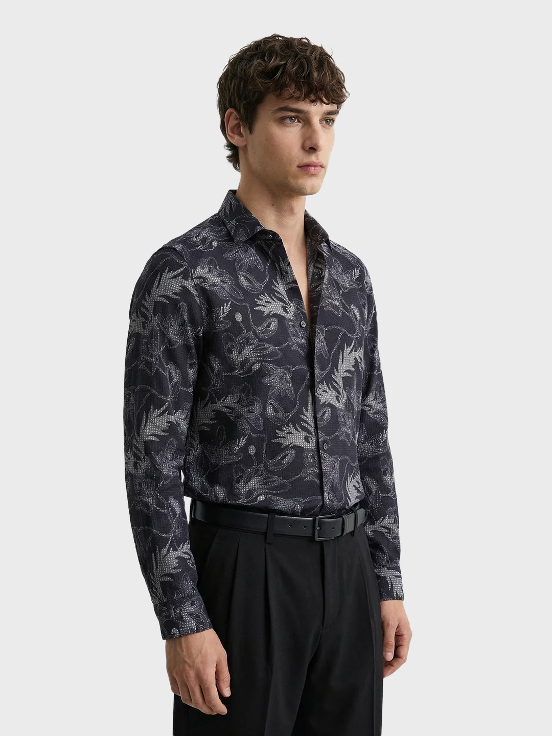 Men's Black Slim Fit Printed Casual Shirt - Image 4