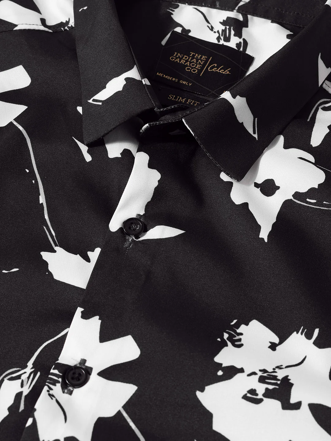Men's Black Slim Fit Printed Party Wear Shirt - Image 3