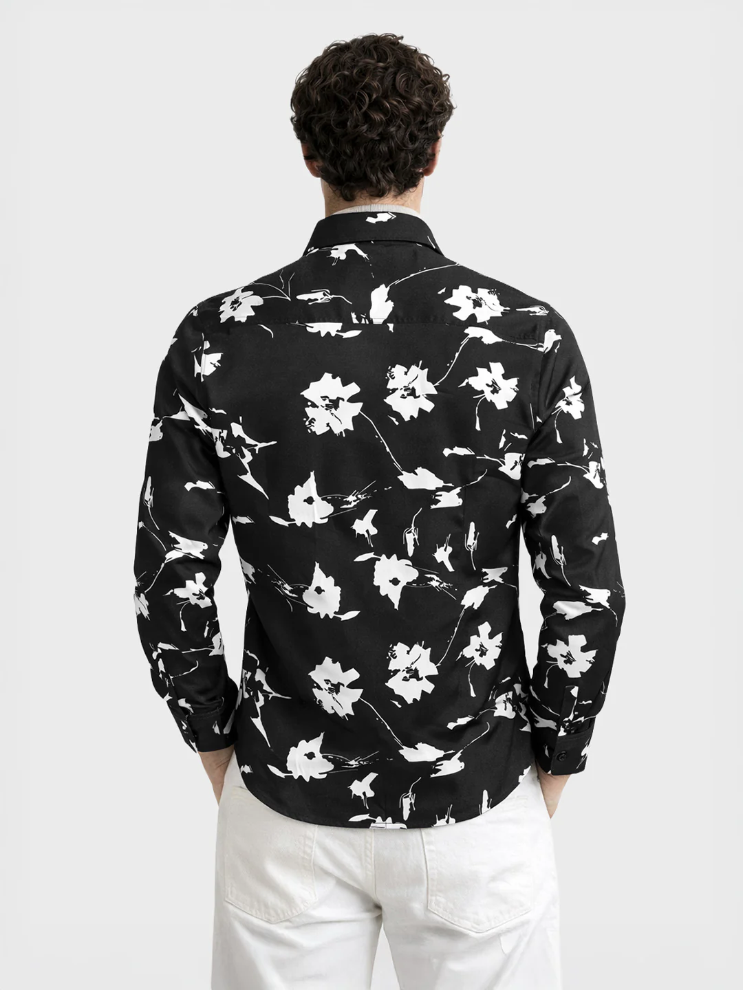 Men's Black Slim Fit Printed Party Wear Shirt - Image 4