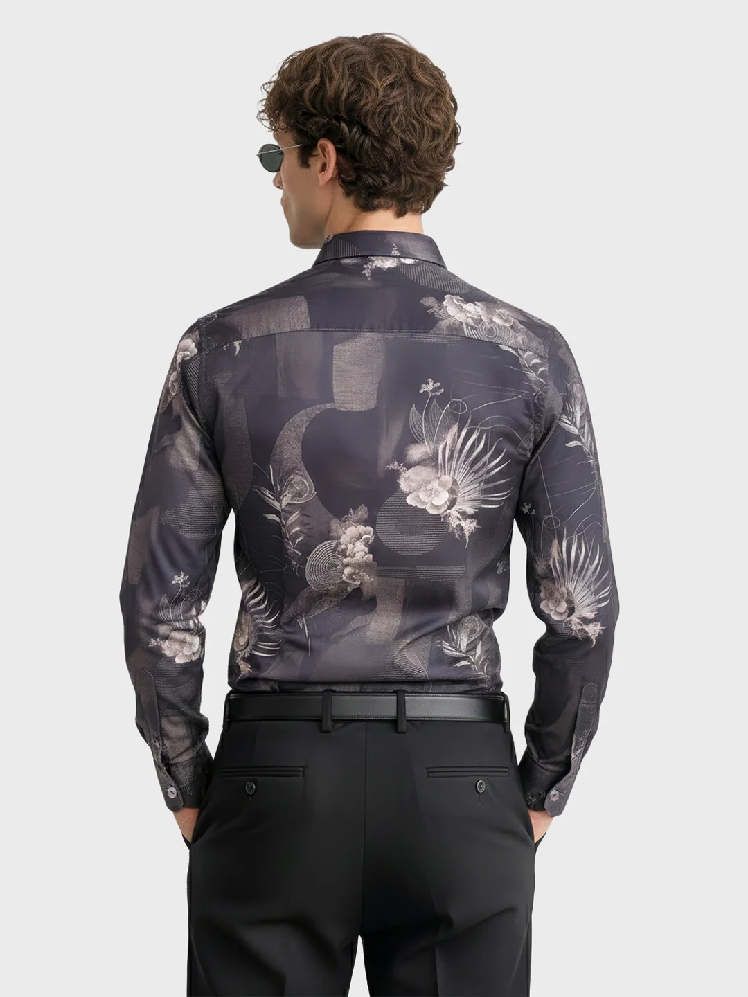 Men's Black Slim Fit Printed Party Wear Shirt - Image 4