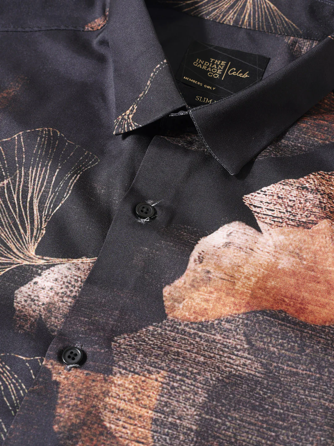 Men's Black Slim Fit Printed Party Wear Shirt - Image 3