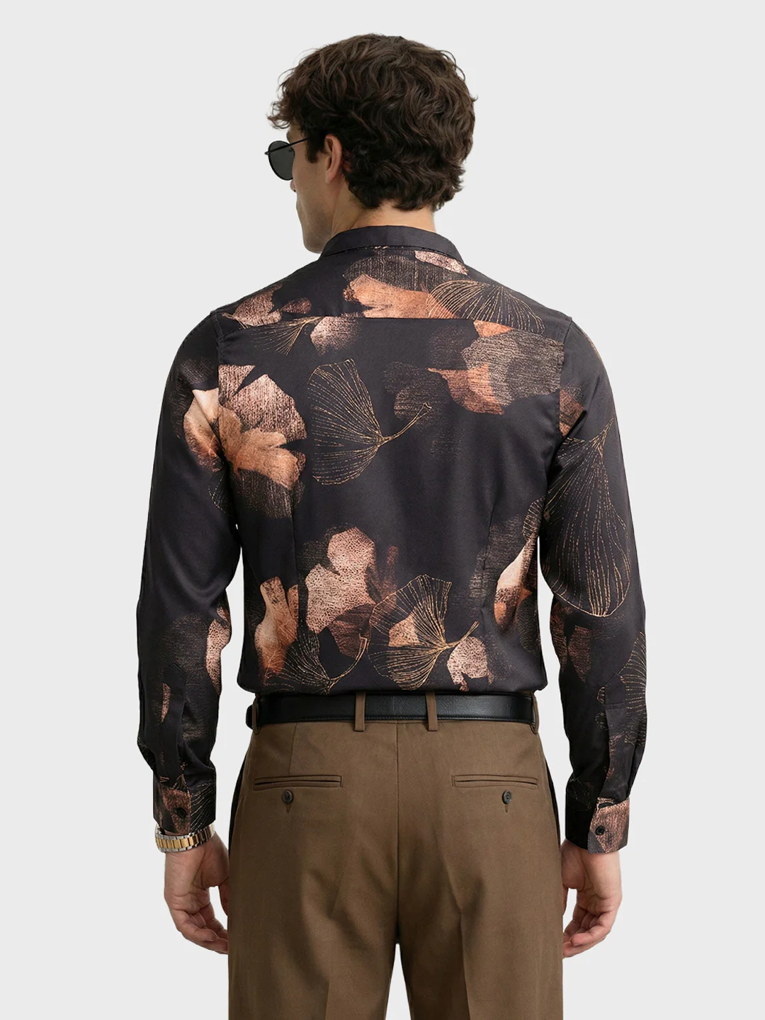 Men's Black Slim Fit Printed Party Wear Shirt - Image 4