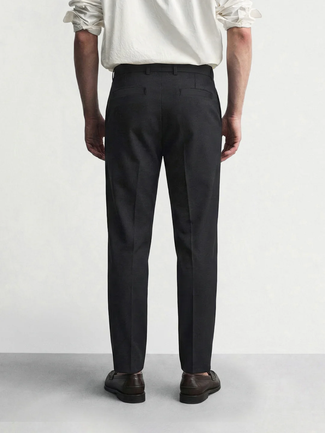 Men's Black Slim Fit Solid Casual Chinos - Image 2