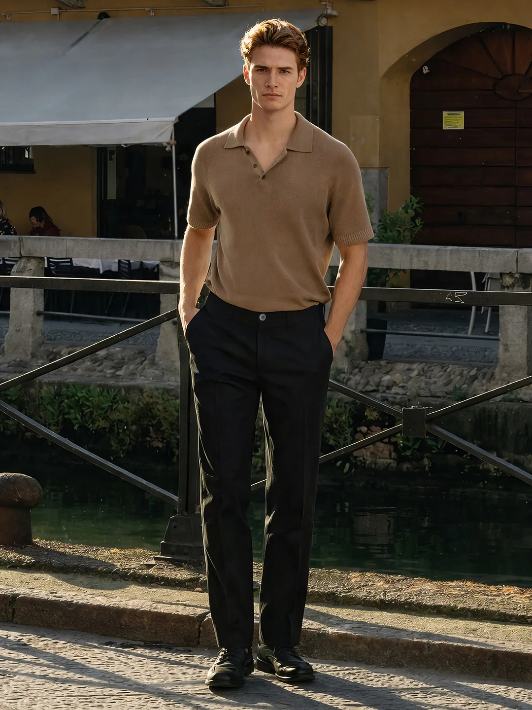 Men's Black Slim Fit Solid Casual Chinos - Image 3