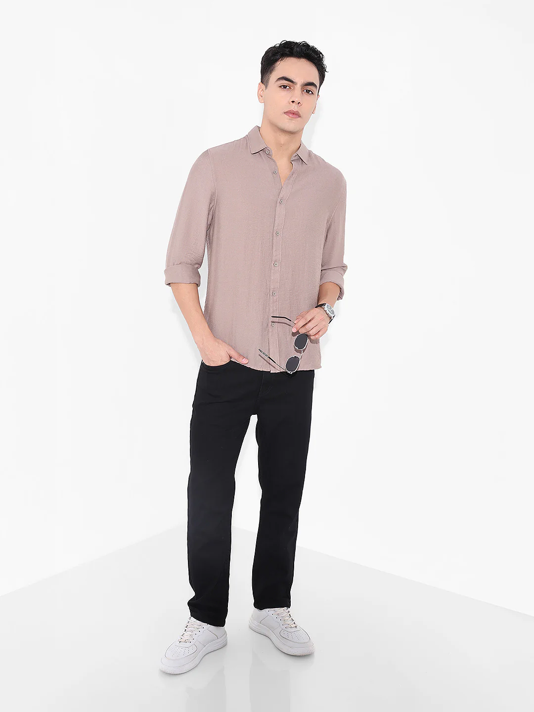 Men's Black Slim Fit Solid Casual Jeans - Image 2