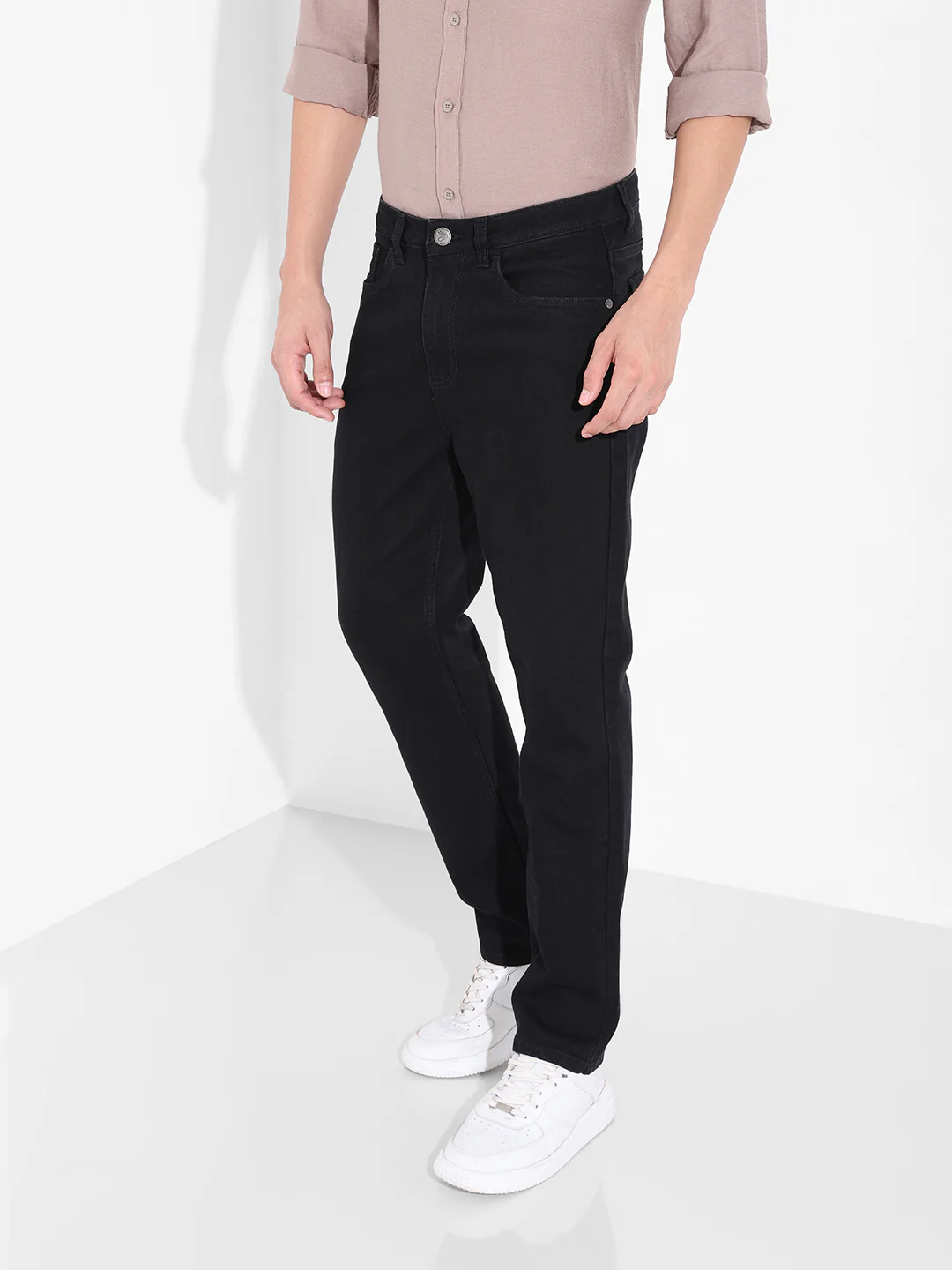 Men's Black Slim Fit Solid Casual Jeans - Image 3
