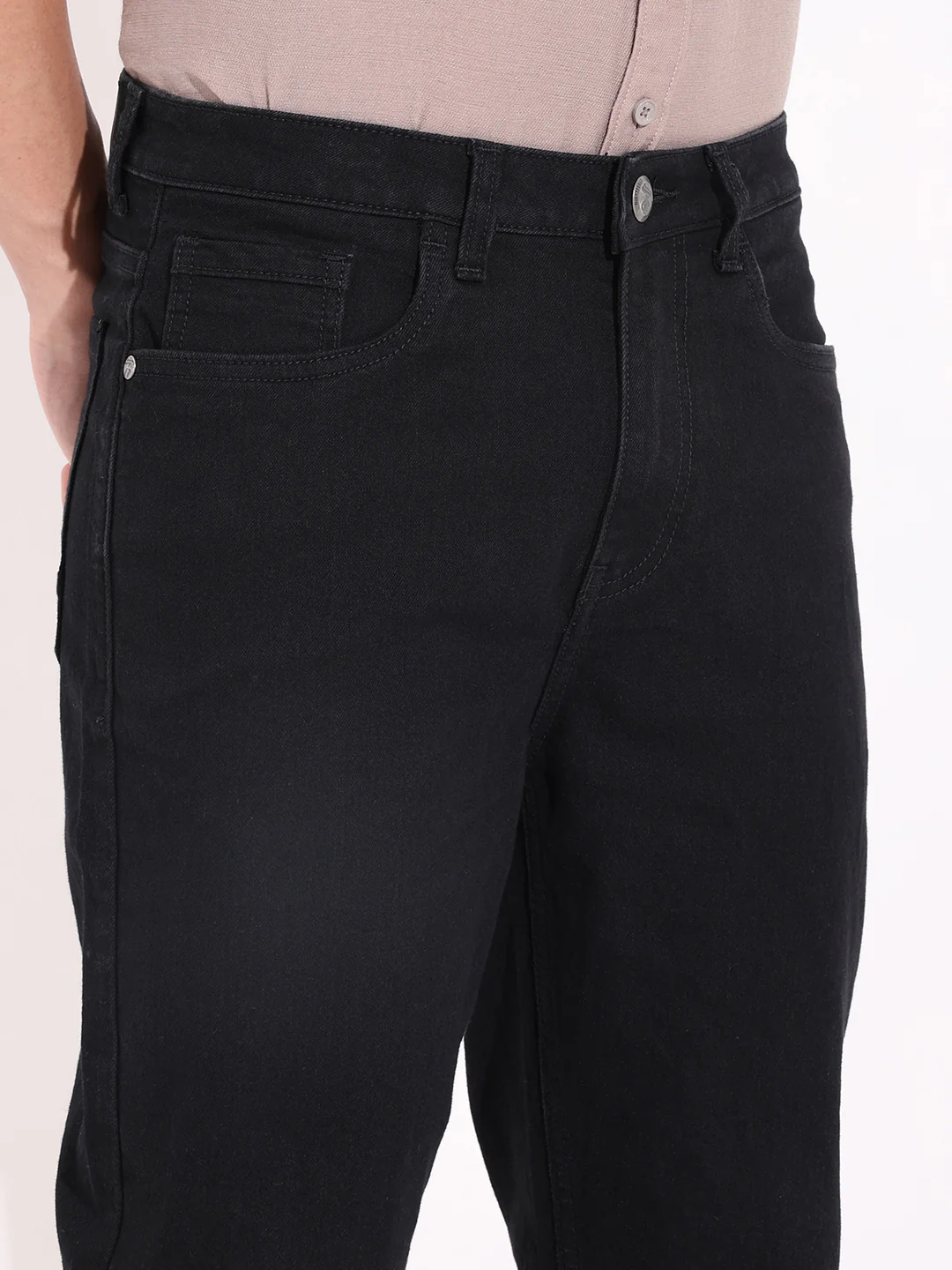 Men's Black Slim Fit Solid Casual Jeans - Image 4