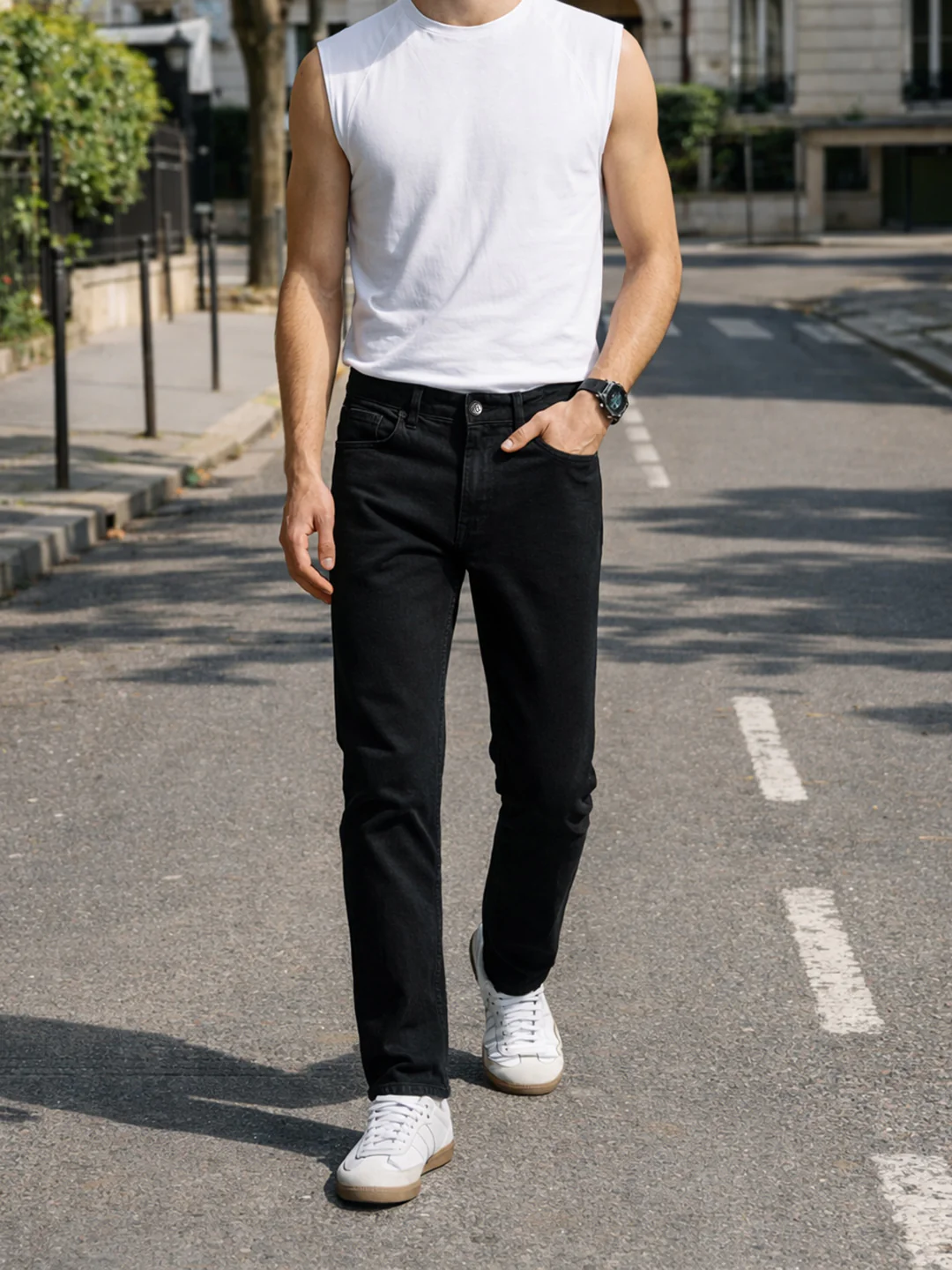 Men's Black Slim Fit Solid Casual Jeans - Image 7
