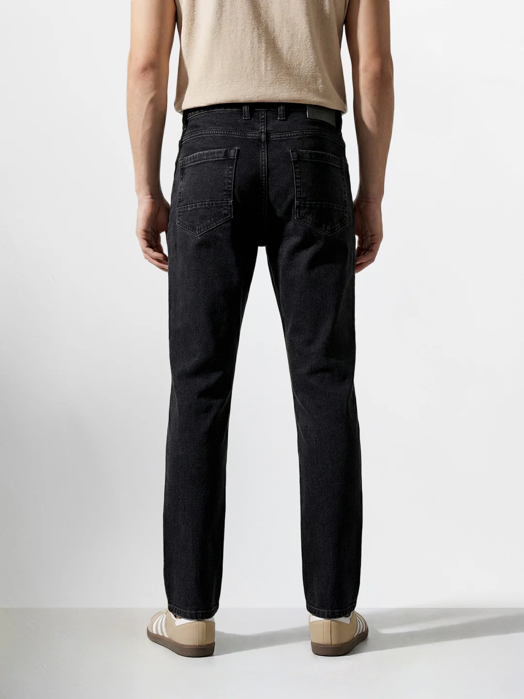 Men's Black Slim Fit Solid Casual Jeans - Image 3