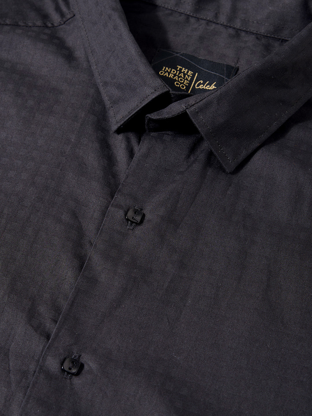Men's Black Slim Fit Solid Casual Shirt - Image 3