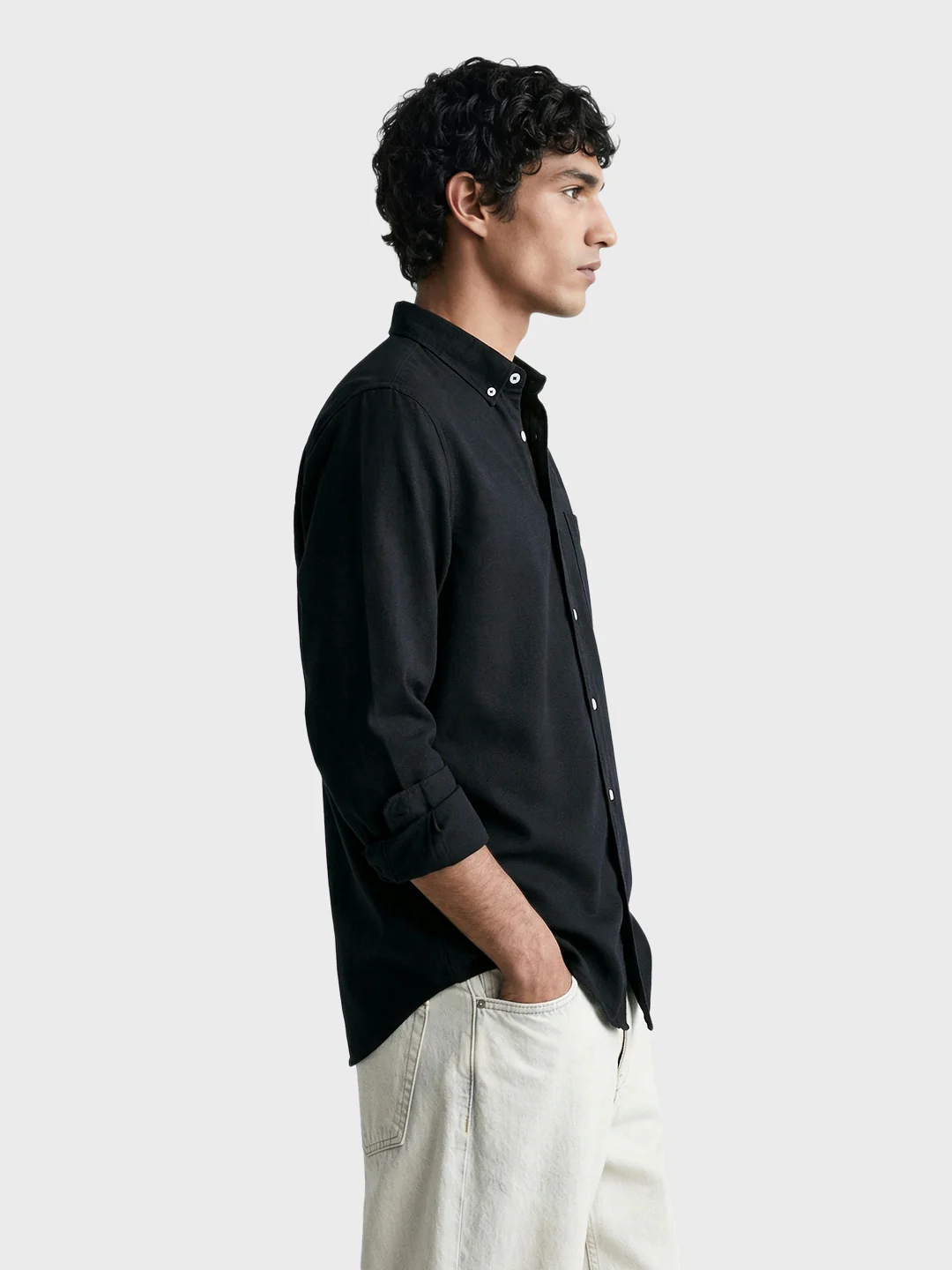 Men's Black Slim Fit Solid Casual Shirt - Image 4