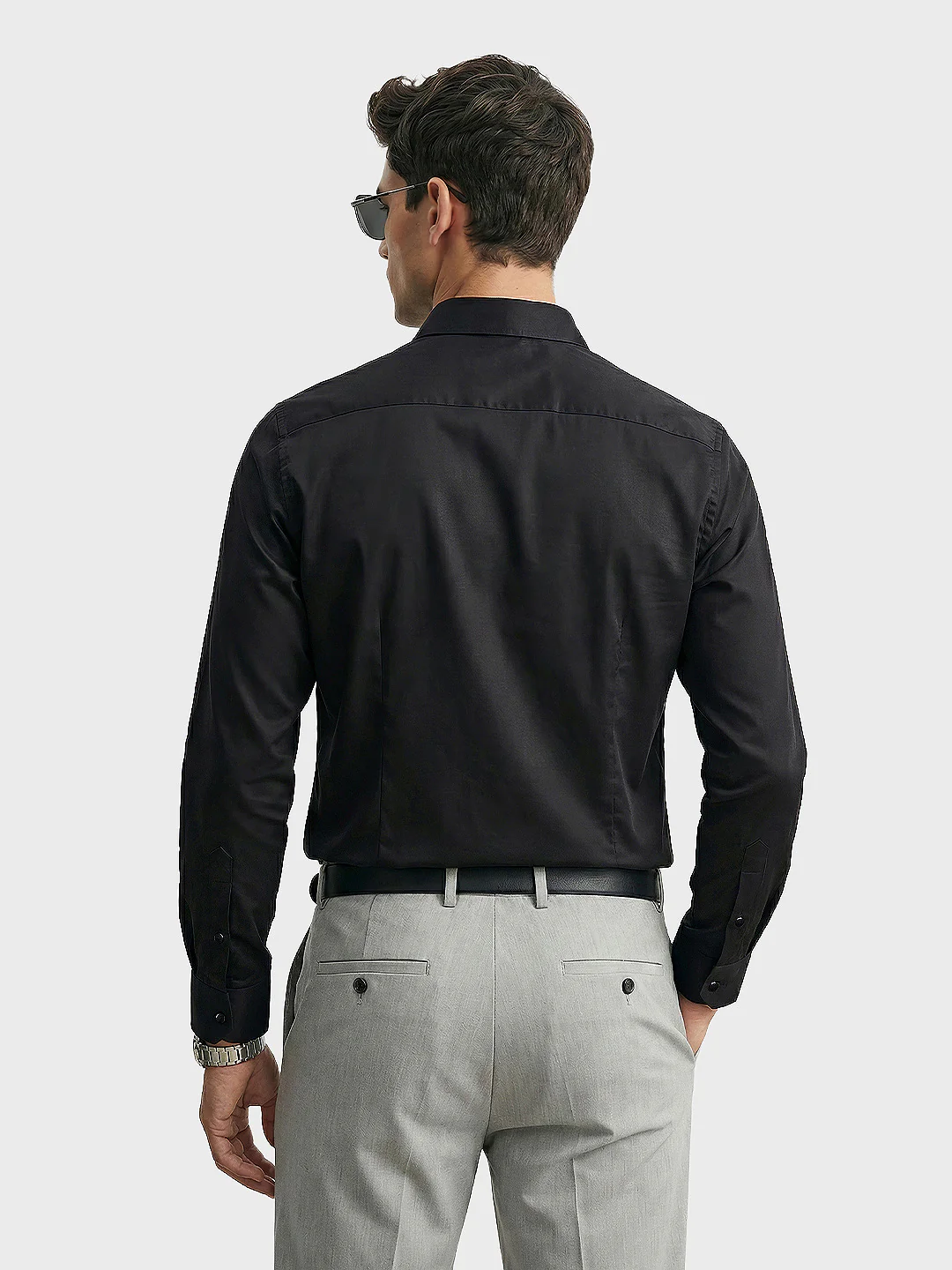 Men's Black Slim Fit Solid Casual Shirt - Image 4