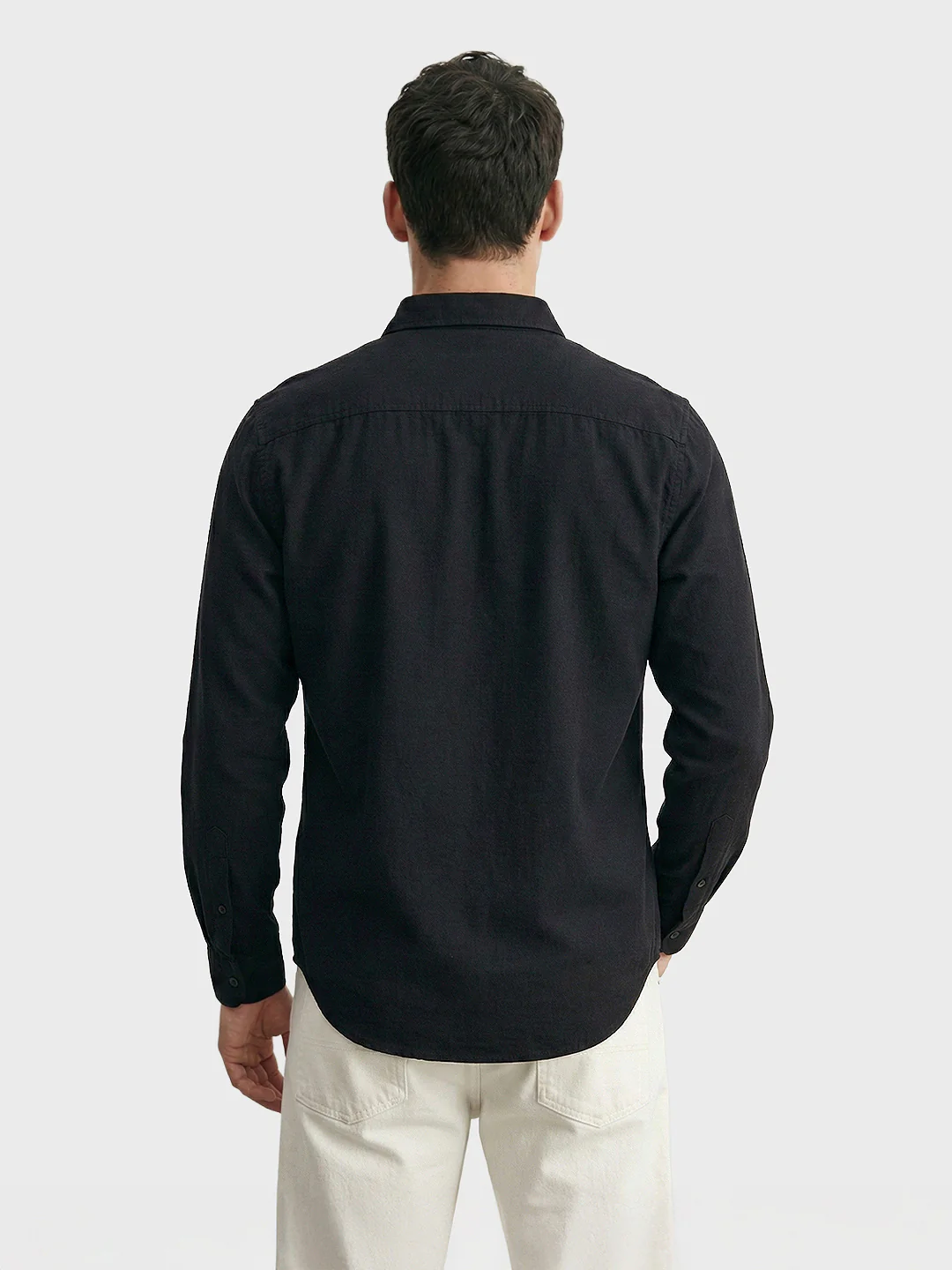 Men's Black Slim Fit Solid Casual Shirt - Image 4