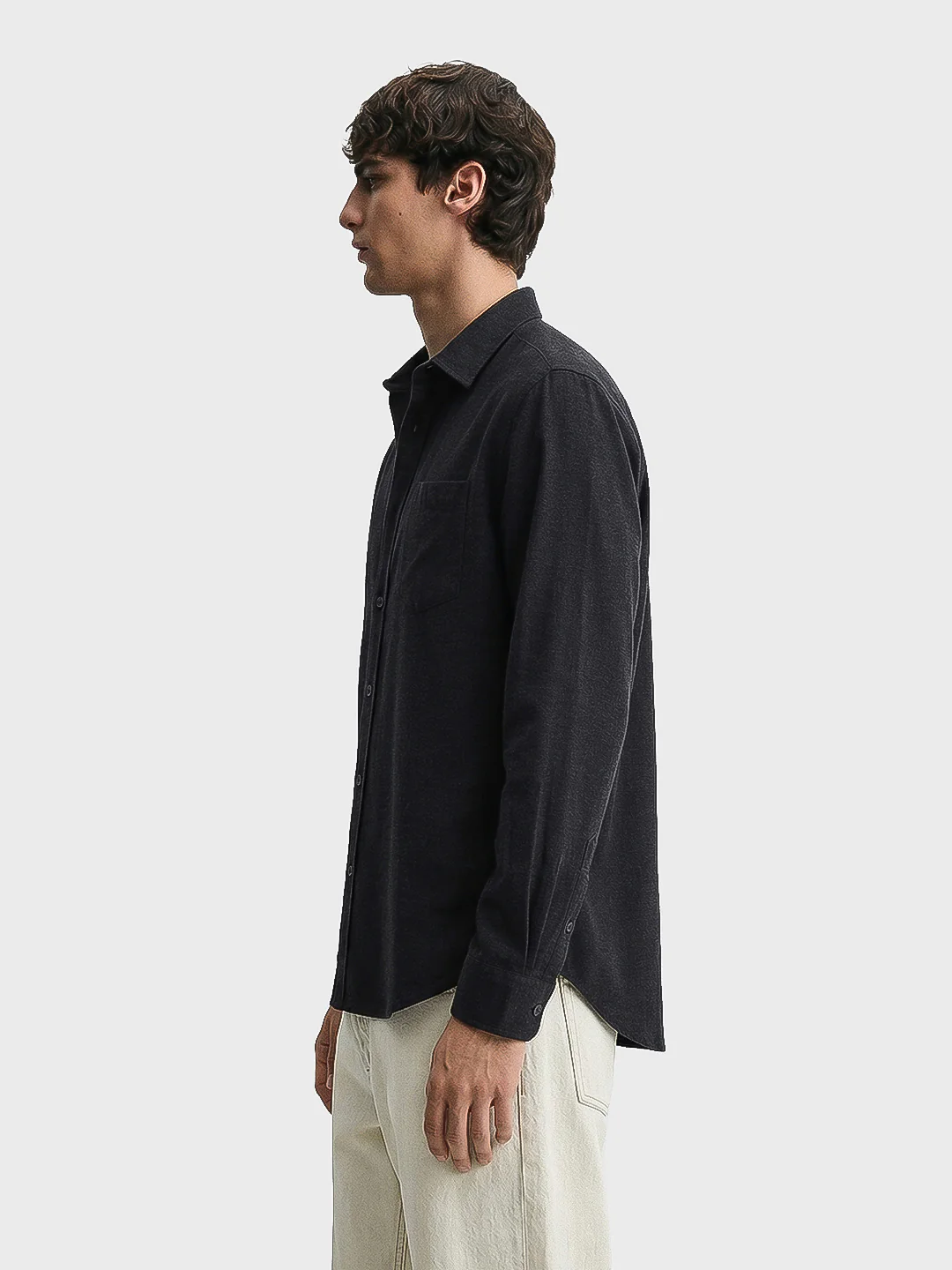 Men's Black Slim Fit Solid Casual Shirt - Image 4