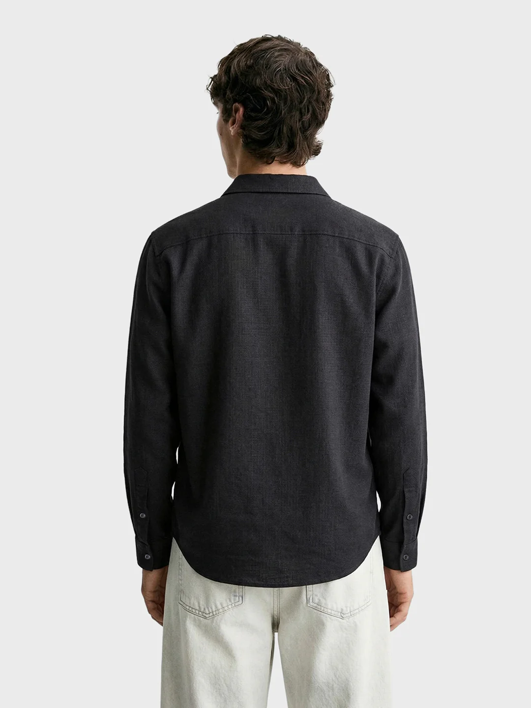 Men's Black Slim Fit Solid Casual Shirt - Image 5