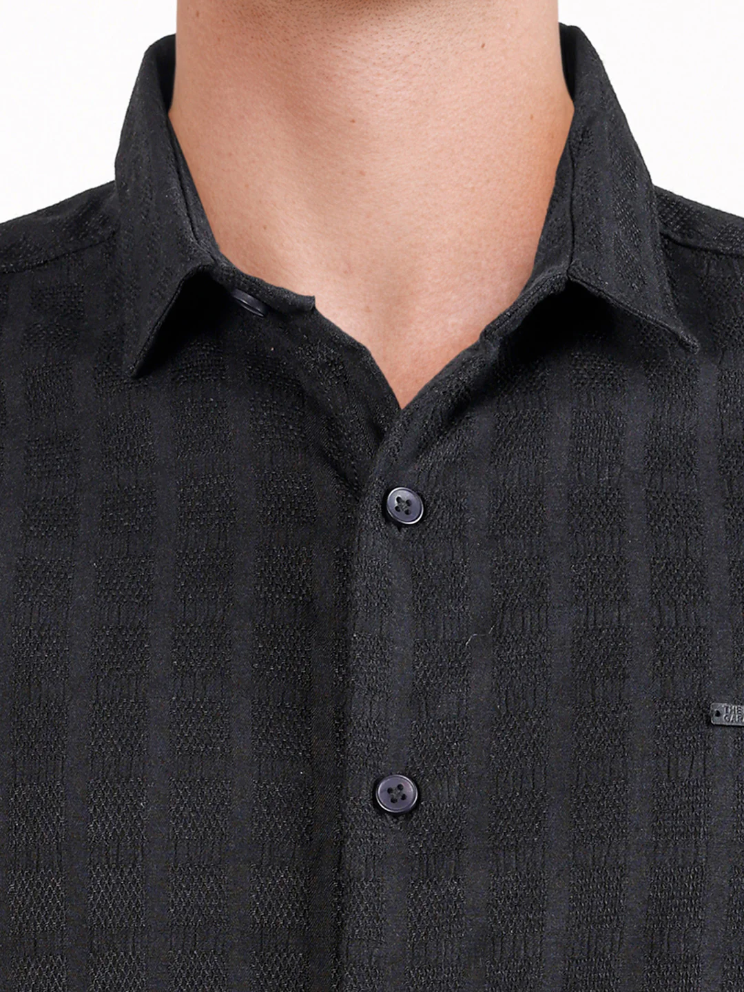 Men's Black Slim Fit Solid Casual Shirt - Image 3
