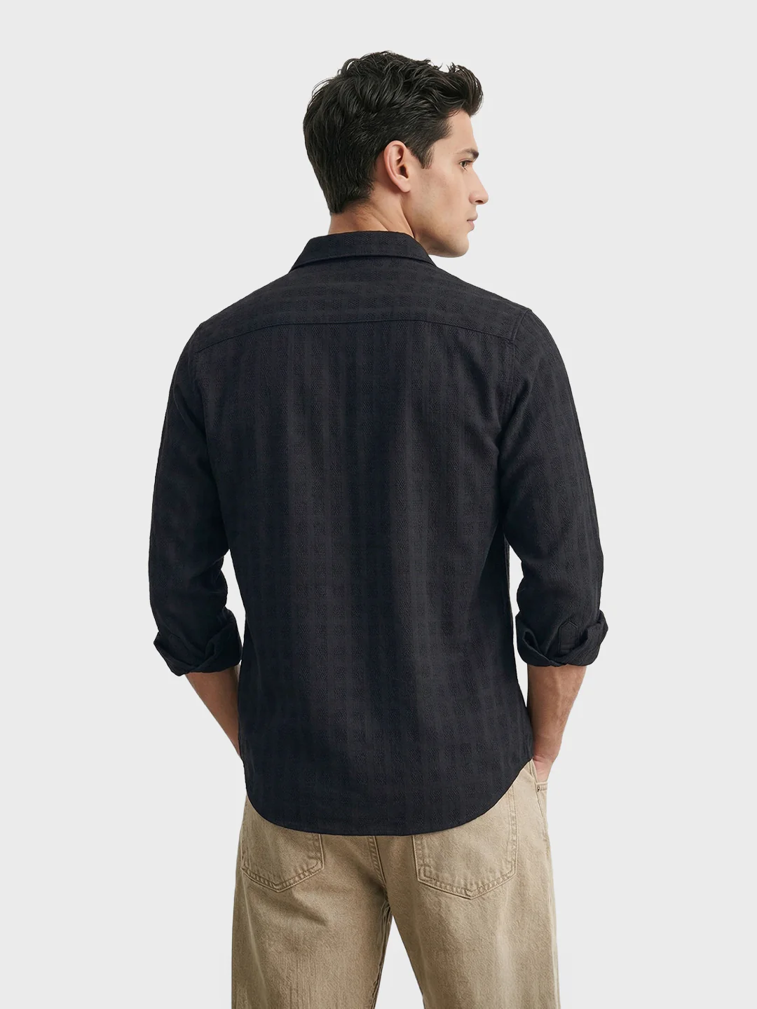 Men's Black Slim Fit Solid Casual Shirt - Image 5