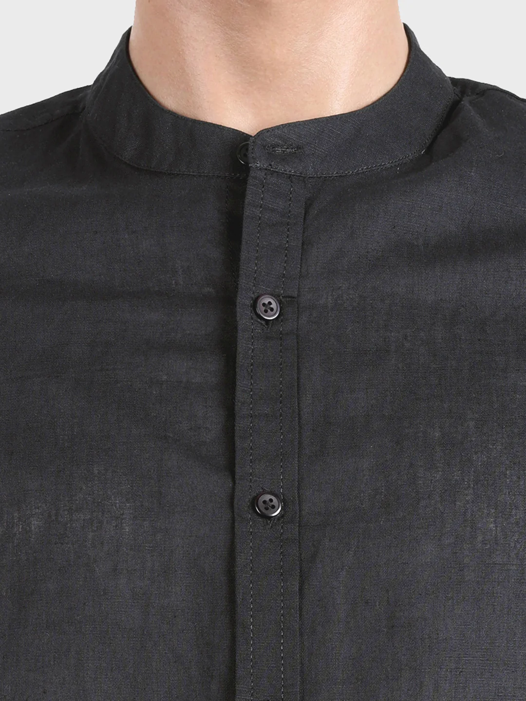 Men's Black Slim Fit Solid Casual Shirts - Image 3