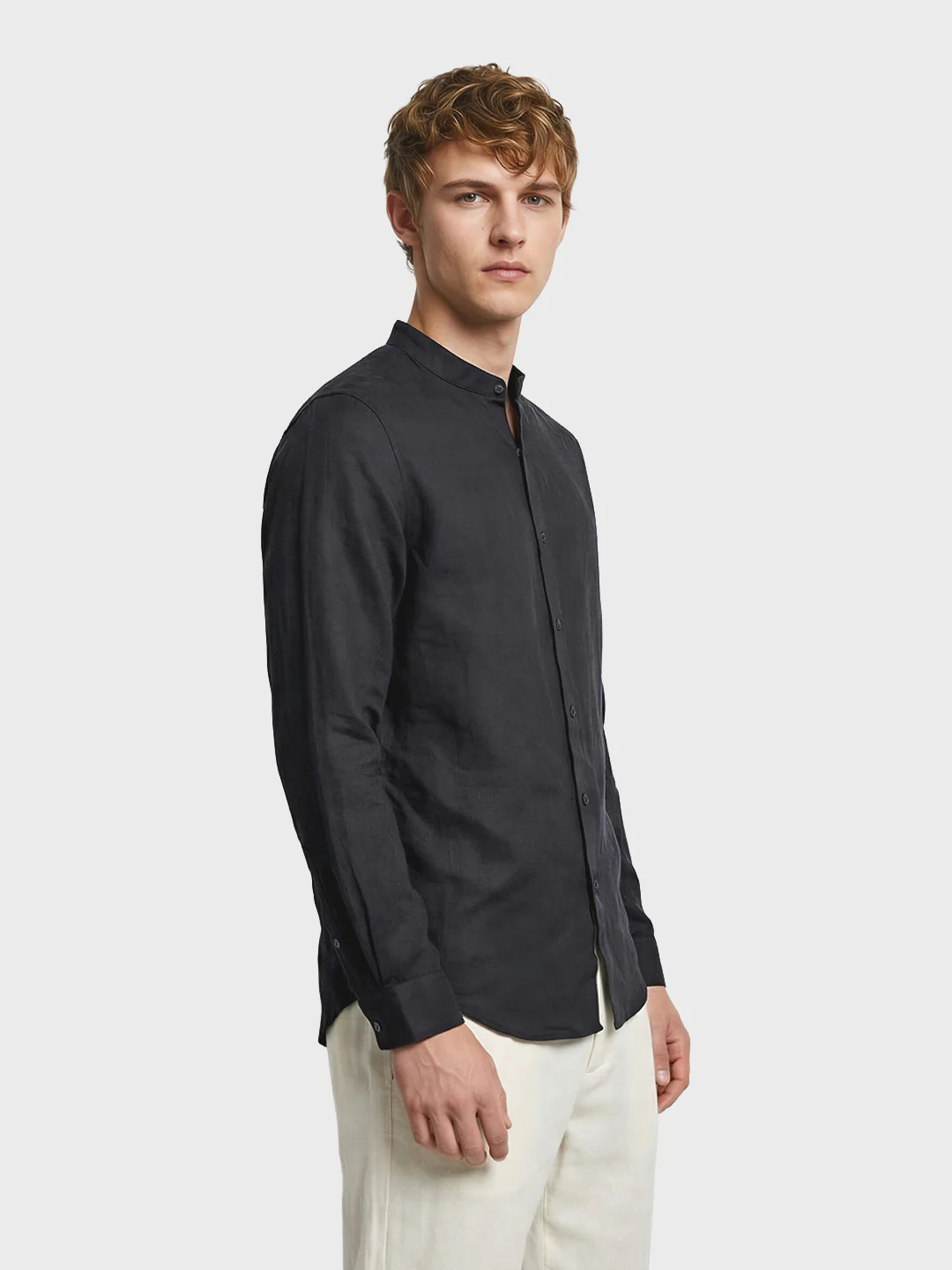 Men's Black Slim Fit Solid Casual Shirts - Image 4