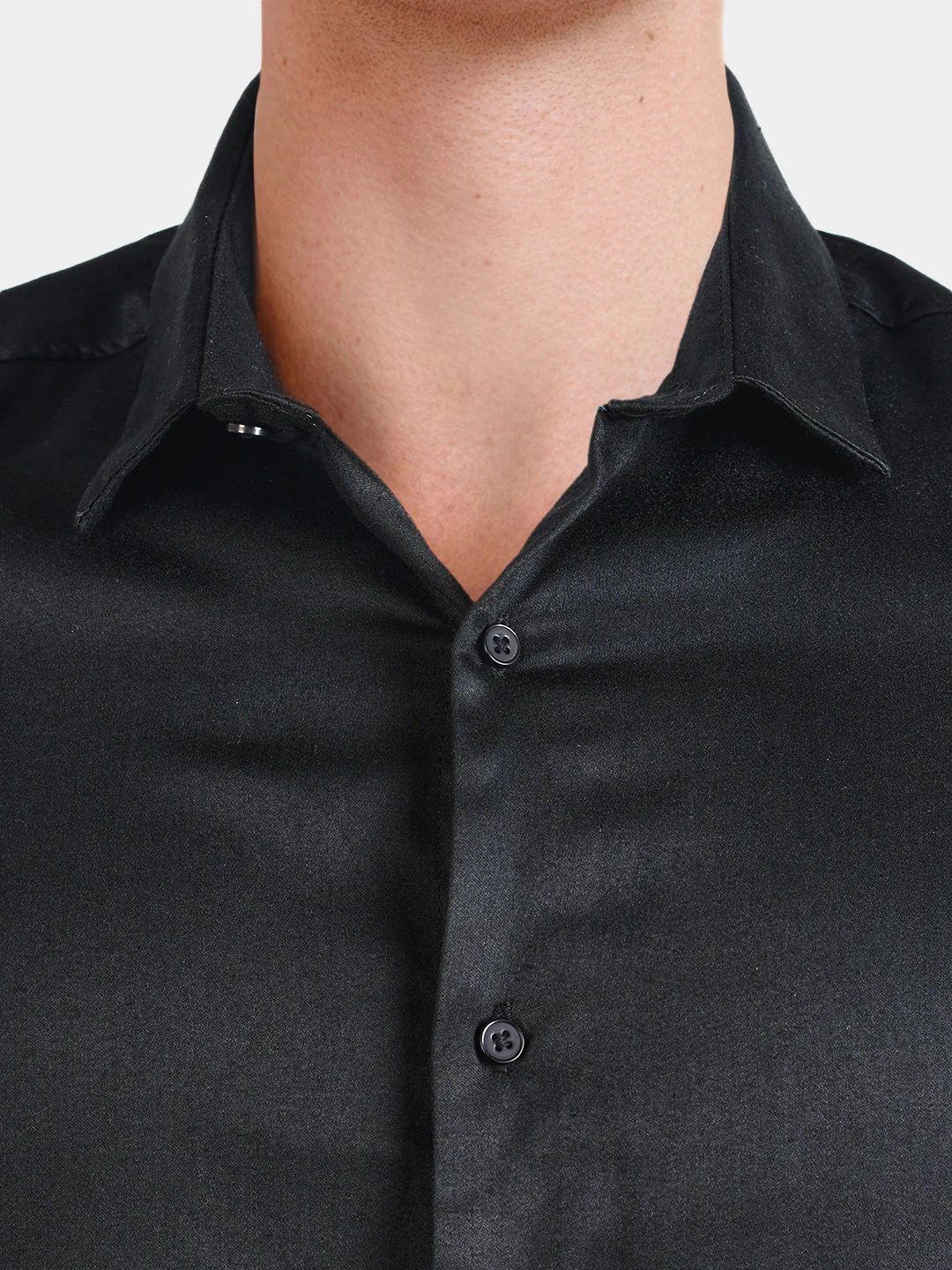 Men's Black Slim Fit Solid Casual Shirts - Image 3