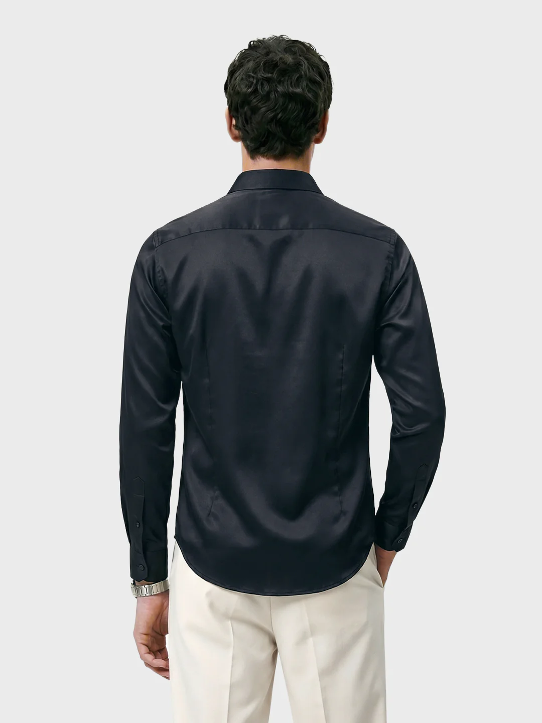 Men's Black Slim Fit Solid Casual Shirts - Image 5