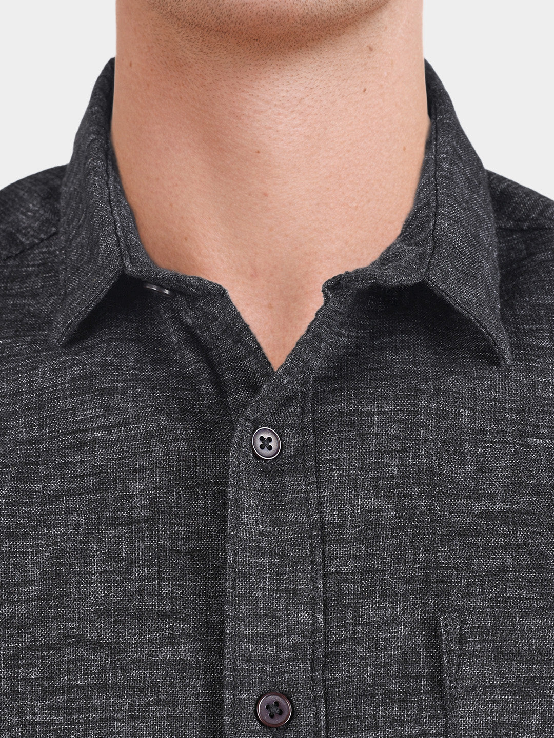 Men's Black Slim Fit Solid Casual Shirts - Image 3