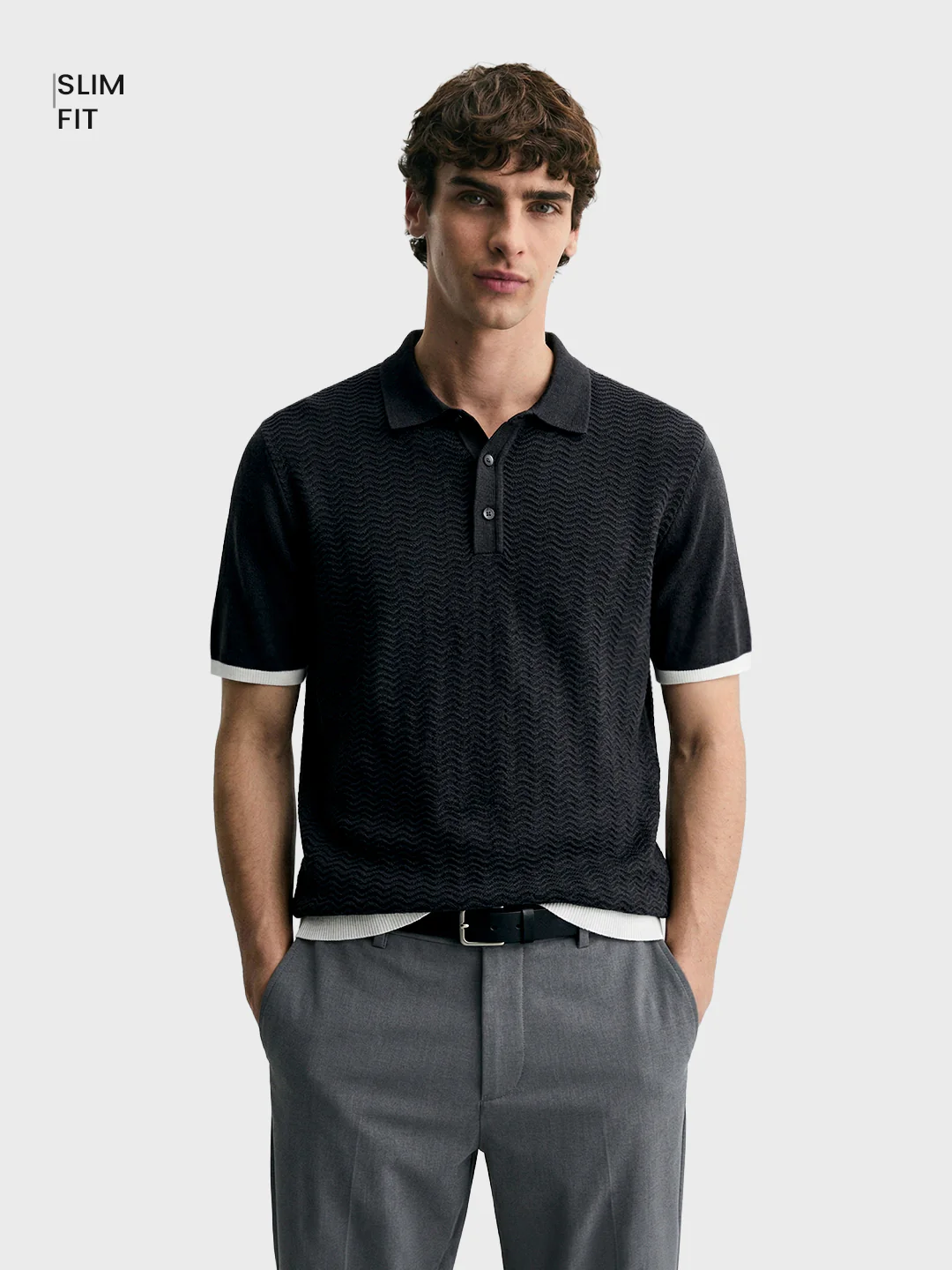 Men's Black Slim Fit Solid Casual T-Shirt - Image 2