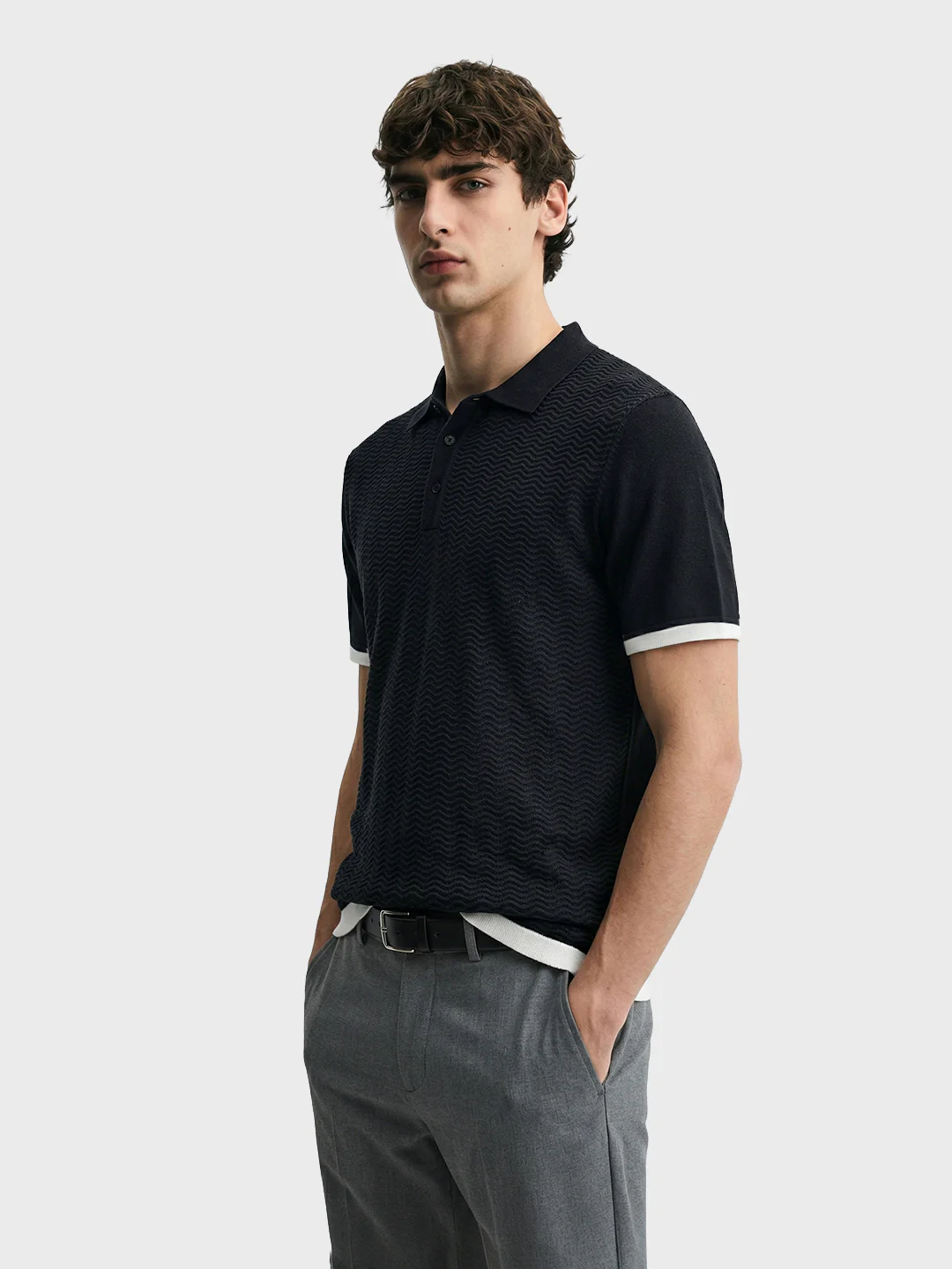 Men's Black Slim Fit Solid Casual T-Shirt - Image 3