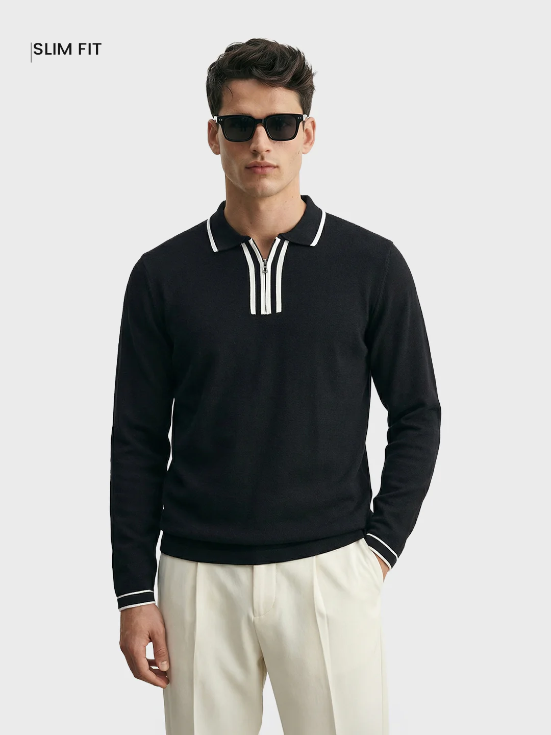 Men's Black Slim Fit Solid Casual T-Shirt - Image 2